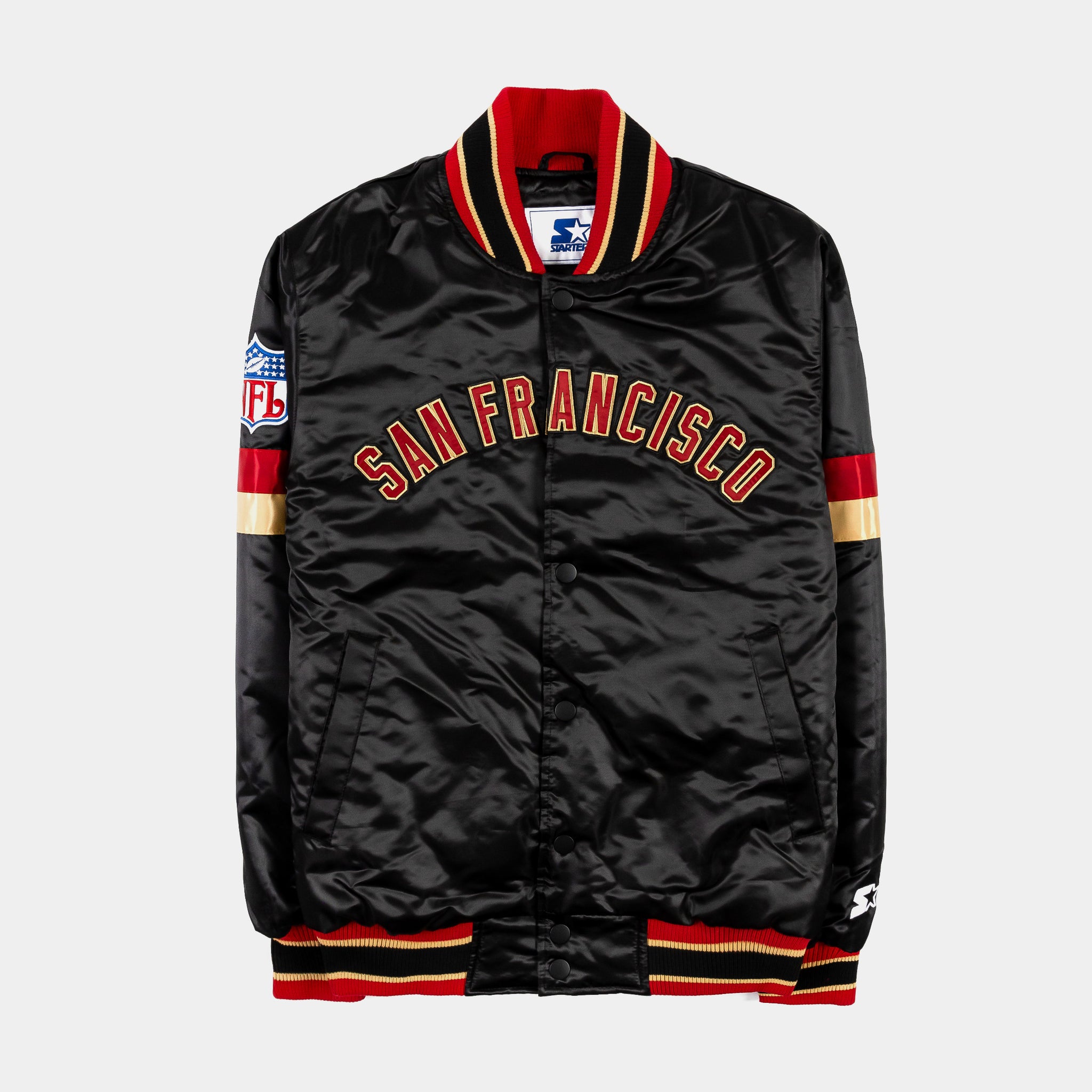 Shoe Palace Exclusive San Francisco 49ers Home Game Varsity Mens Jacket  (Black/Red)