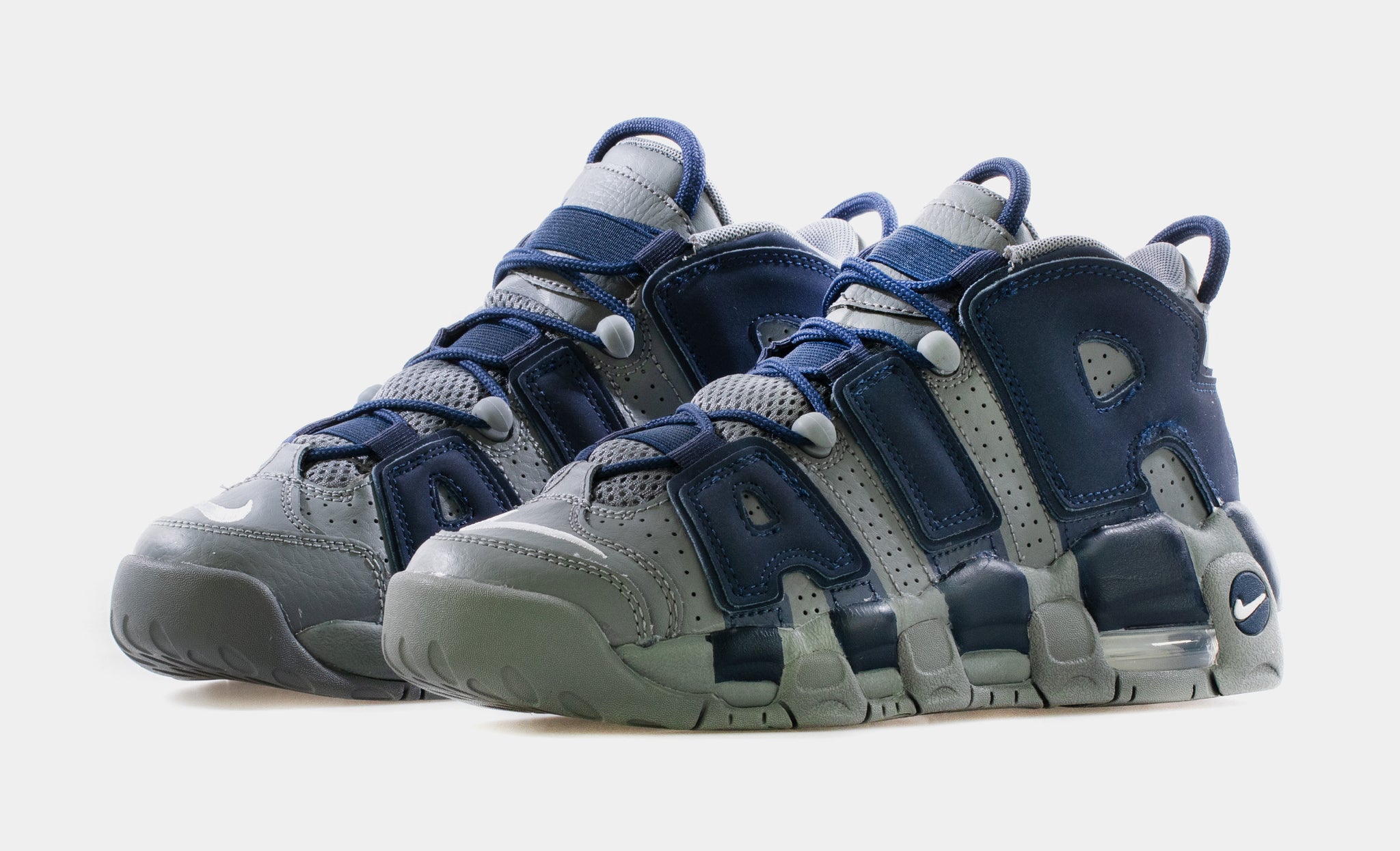 Nike Air More Uptempo Grade School Shoes Cool Grey Midnight Navy