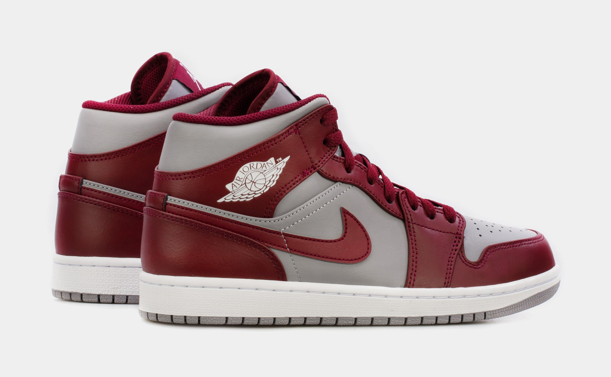 Air Jordan 1 Retro Mid Cherrywood Red Mens Lifestyle Shoes Grey Red Free Shipping