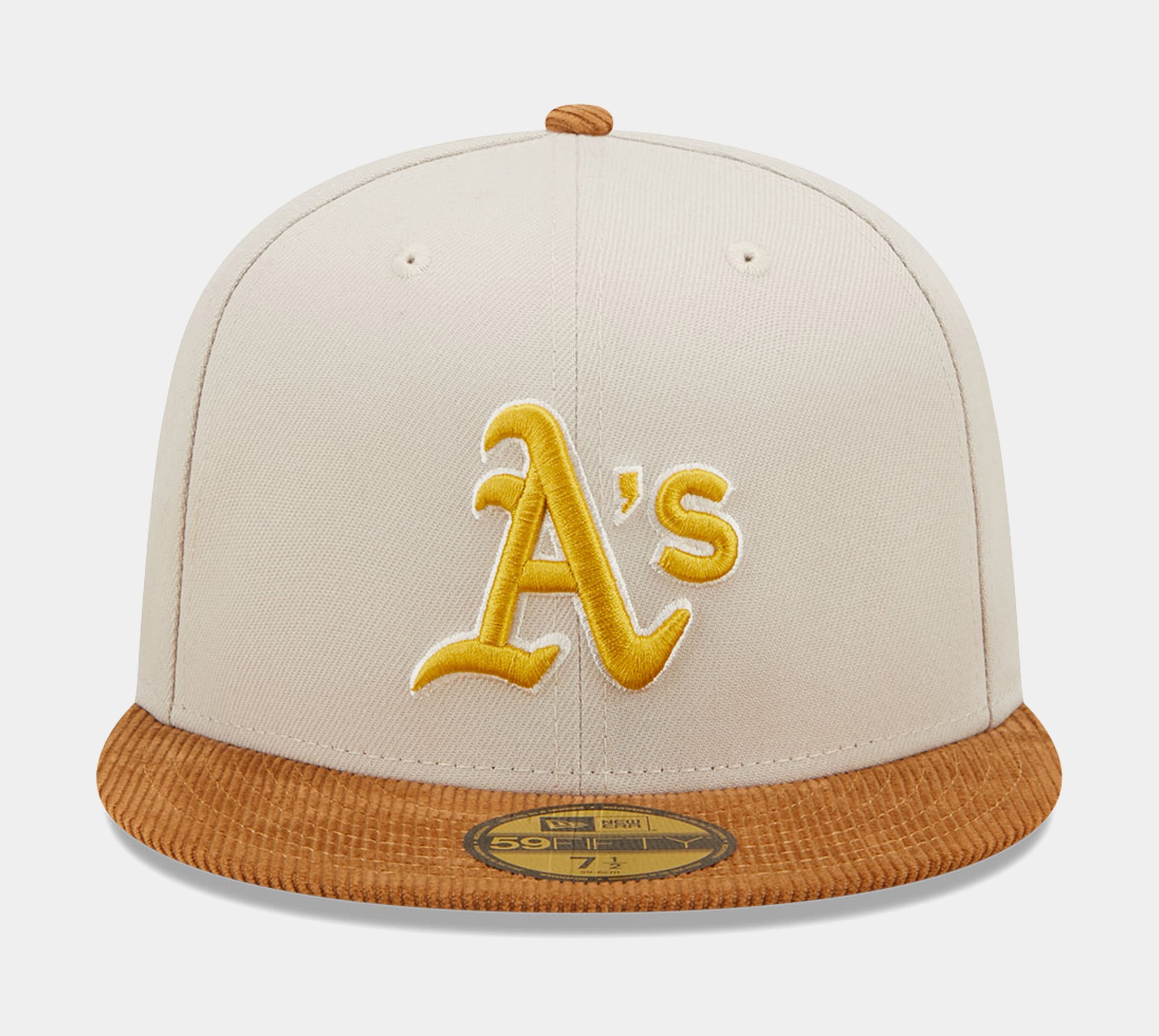 Oakland Athletics Corduroy Visor 59FIFTY Mens Fitted Hat (White/Brown)
