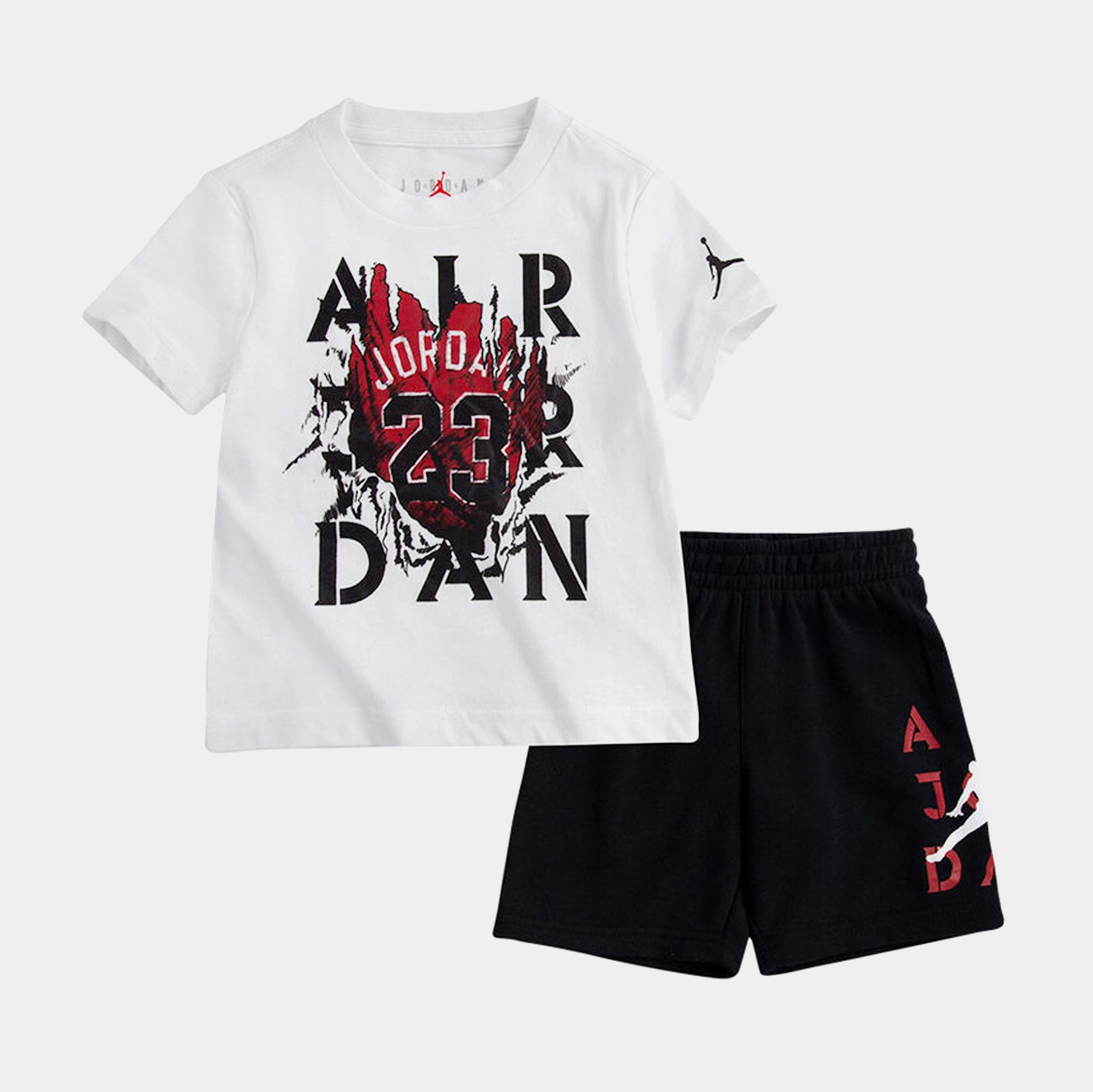 Air Jordan 5 Stencil Tee and Shorts Set Infant Toddler Set (White/Black)