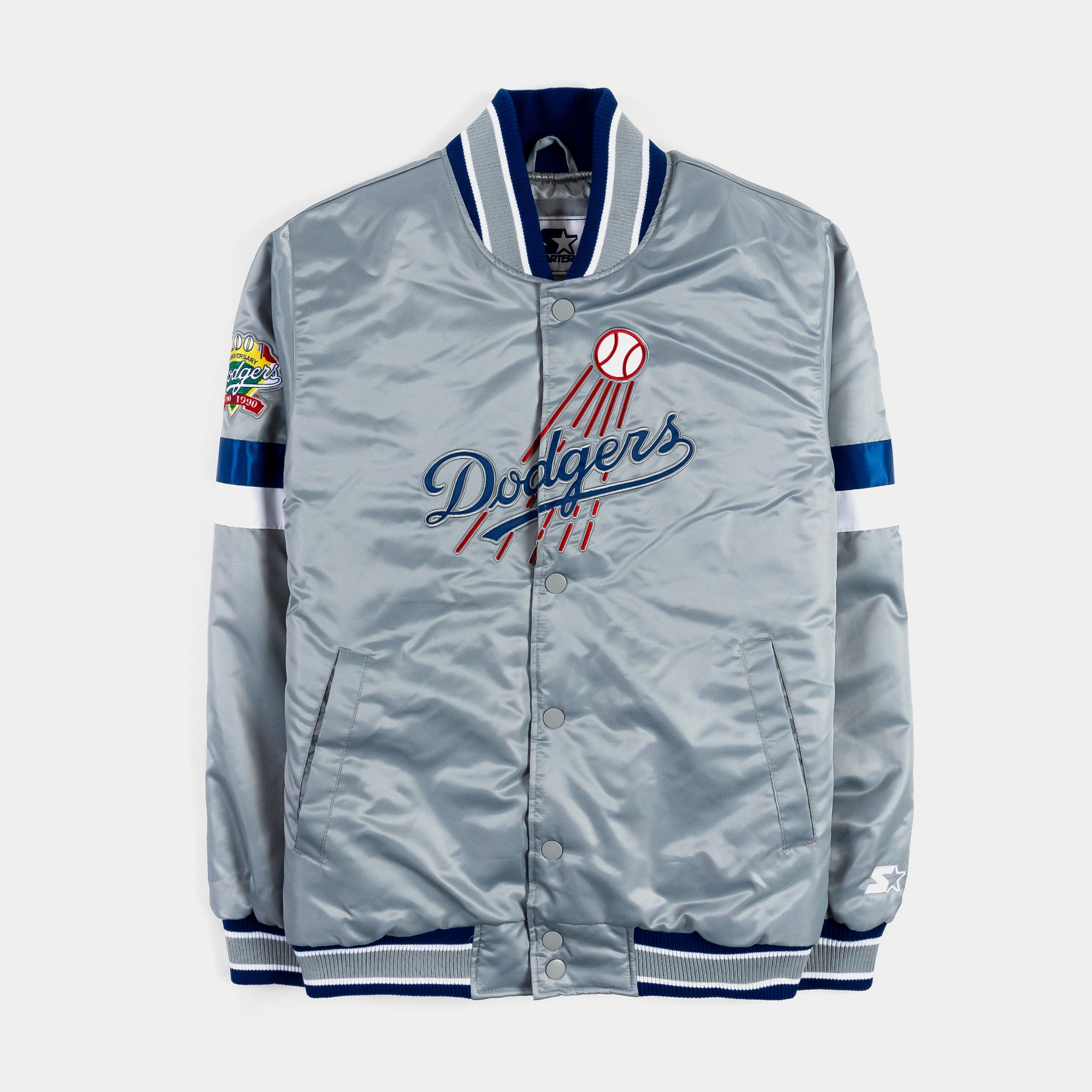 GIII/STARTER Shoe Palace Exclusive Los Angeles Dodgers Home Game Varsity Mens Jacket (Grey/Blue)