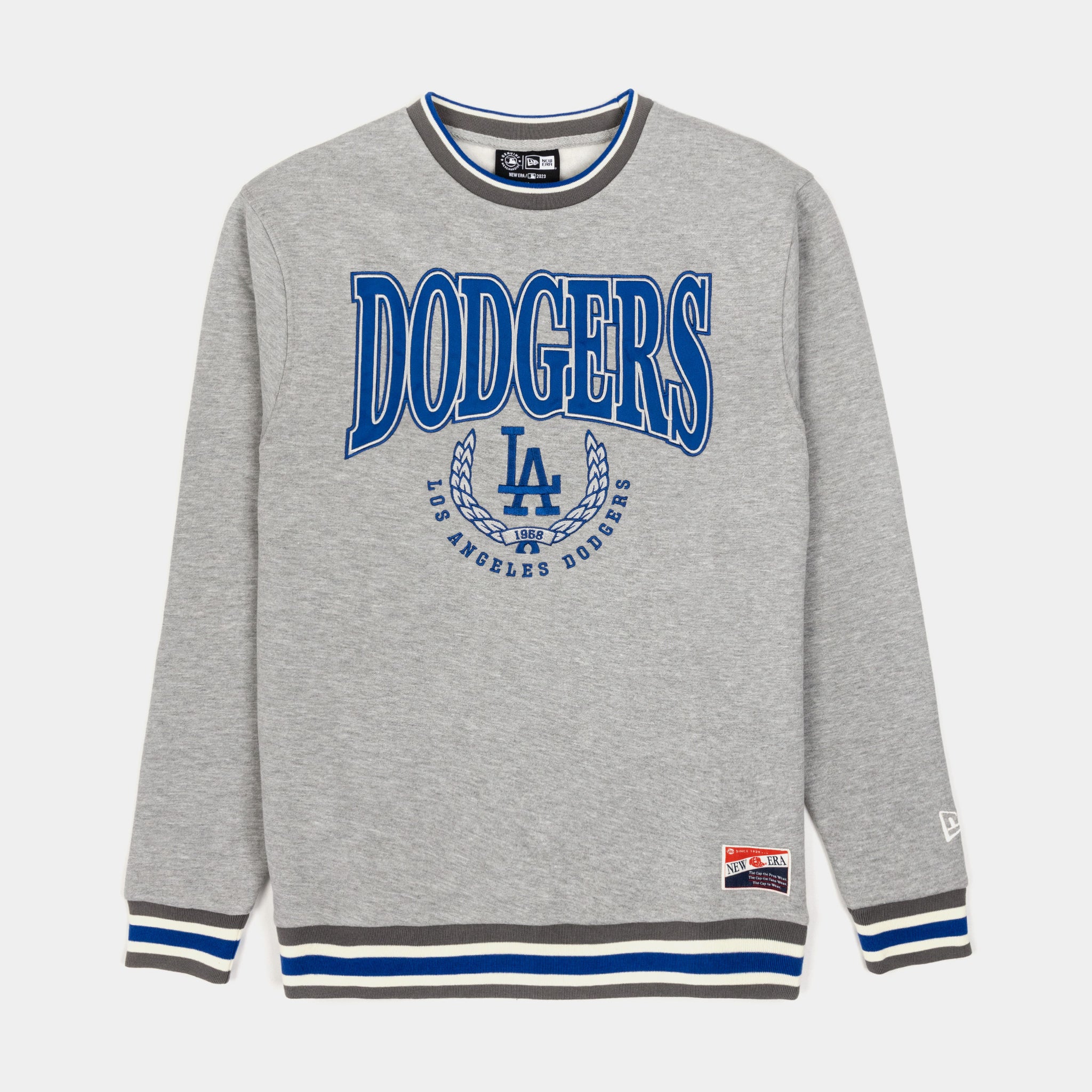New Era Heather Gray Los Angeles Dodgers Throwback Classic Pullover Sweatshirt