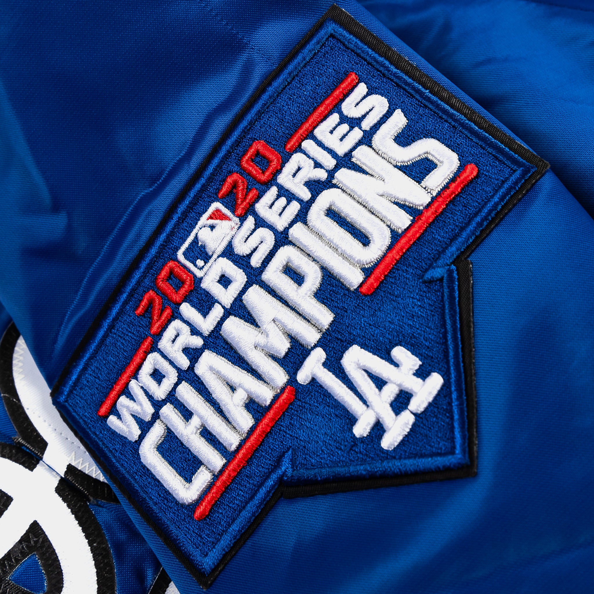 Los Angeles Dodgers 2020 World Series Champions Satin Mens Jacket  (White/Blue)