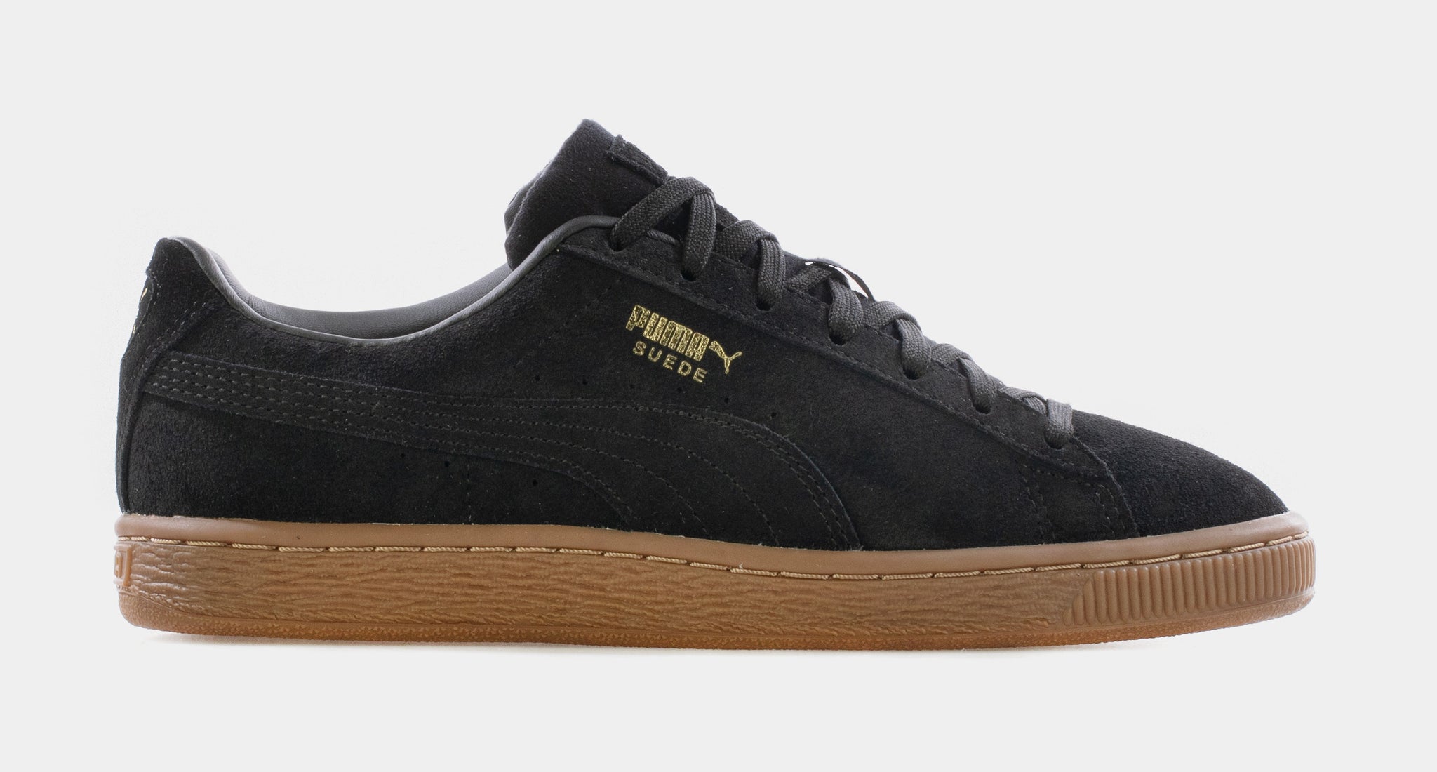 PUMA Suede Gum Grade School Lifestyle Shoe Black Tan 382237 01