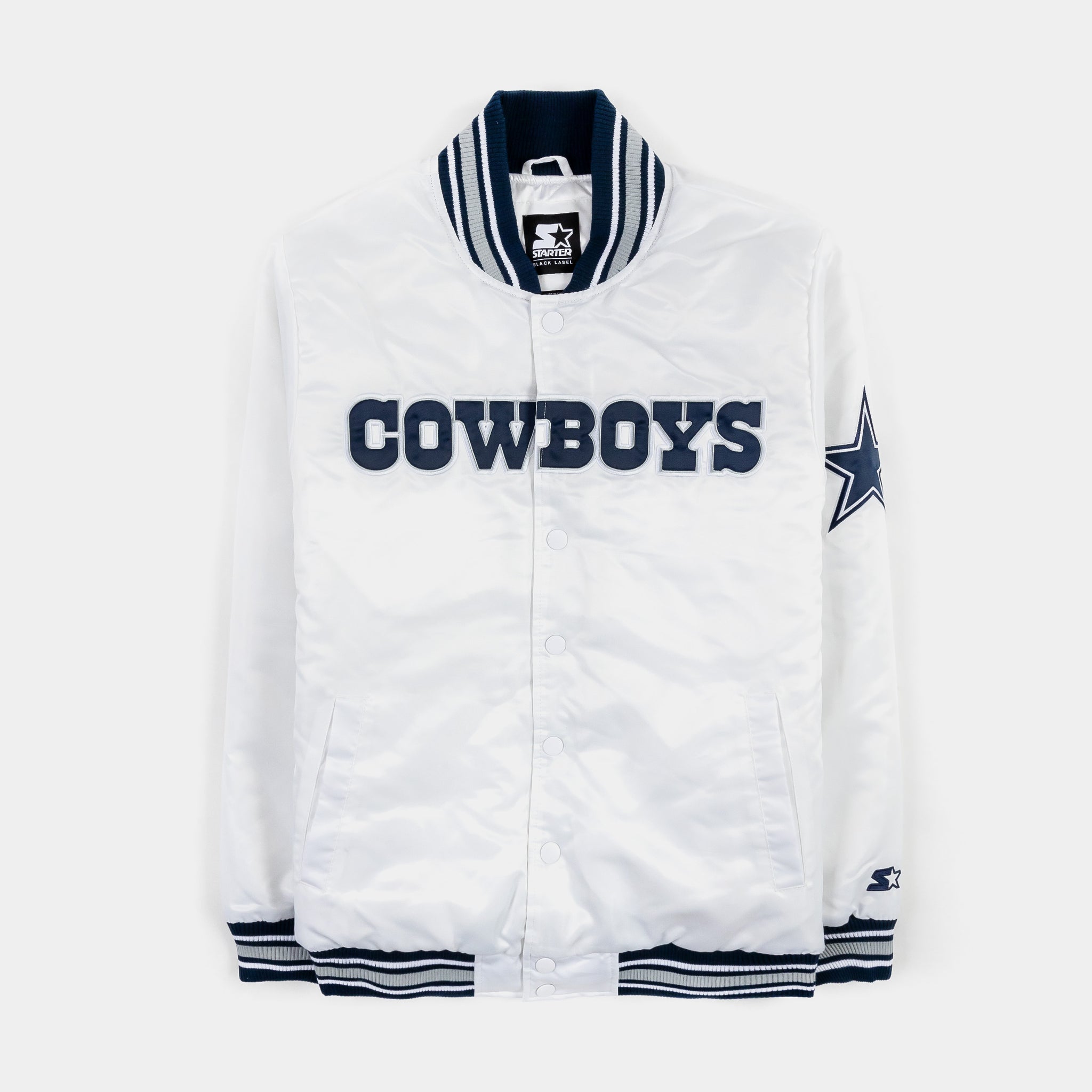 Dallas Cowboys Classic Satin Mens Jacket (White/Blue)