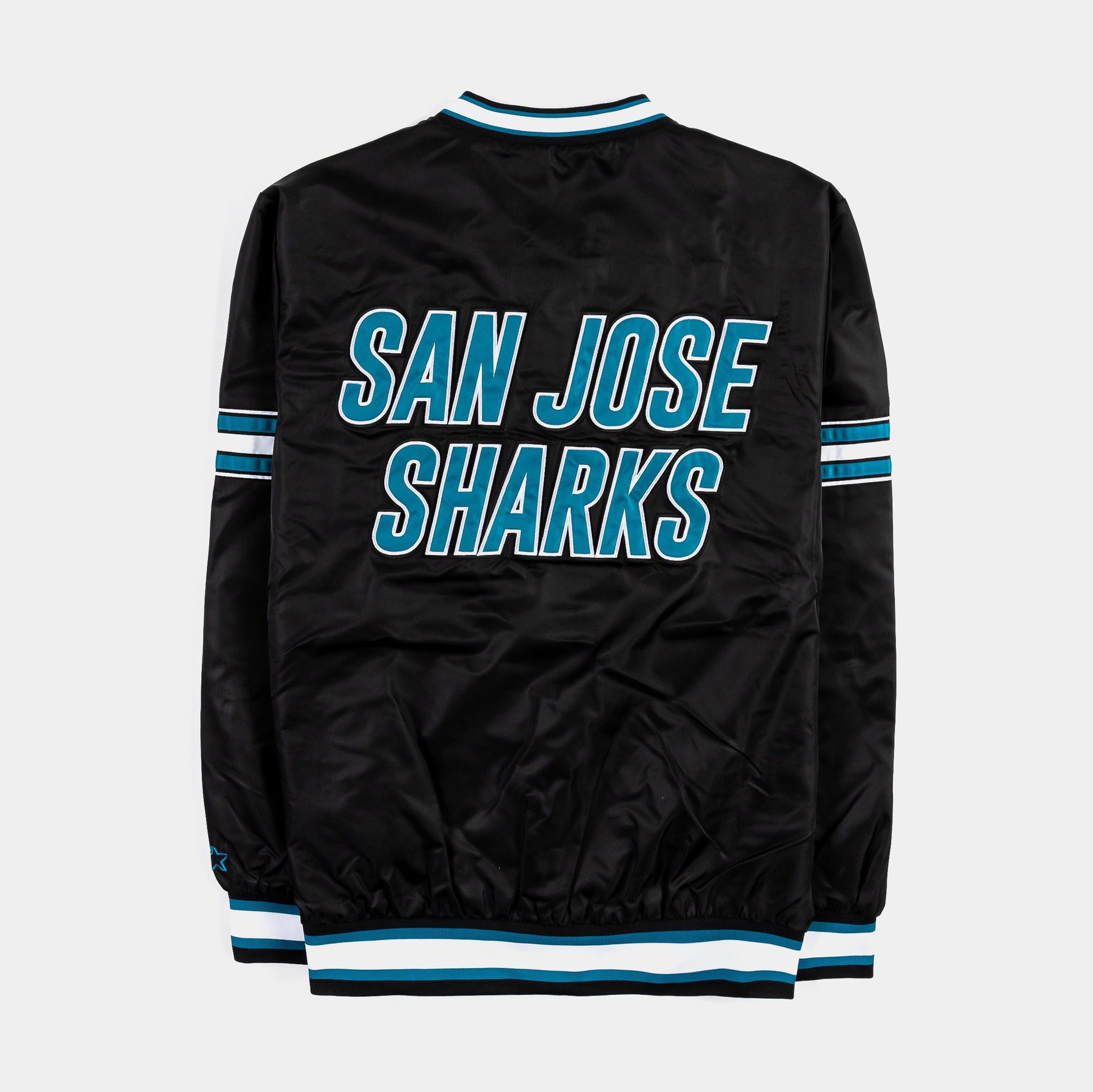 San Jose Sharks Renegade Nylon Pullover Windbreaker Mens Jacket (Black)