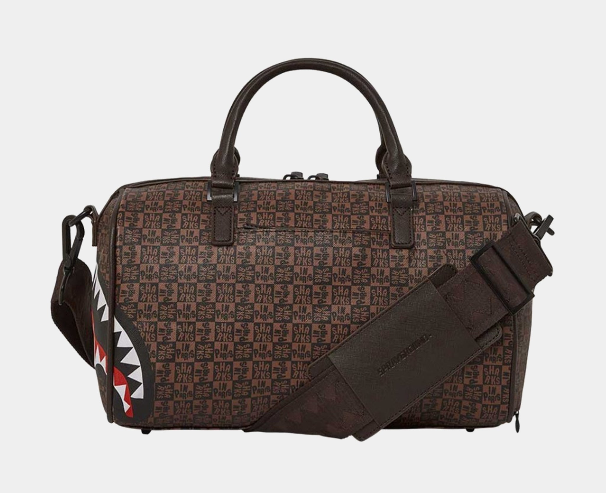 Sprayground Sharks In Paris Check Mens Duffle Bag Brown