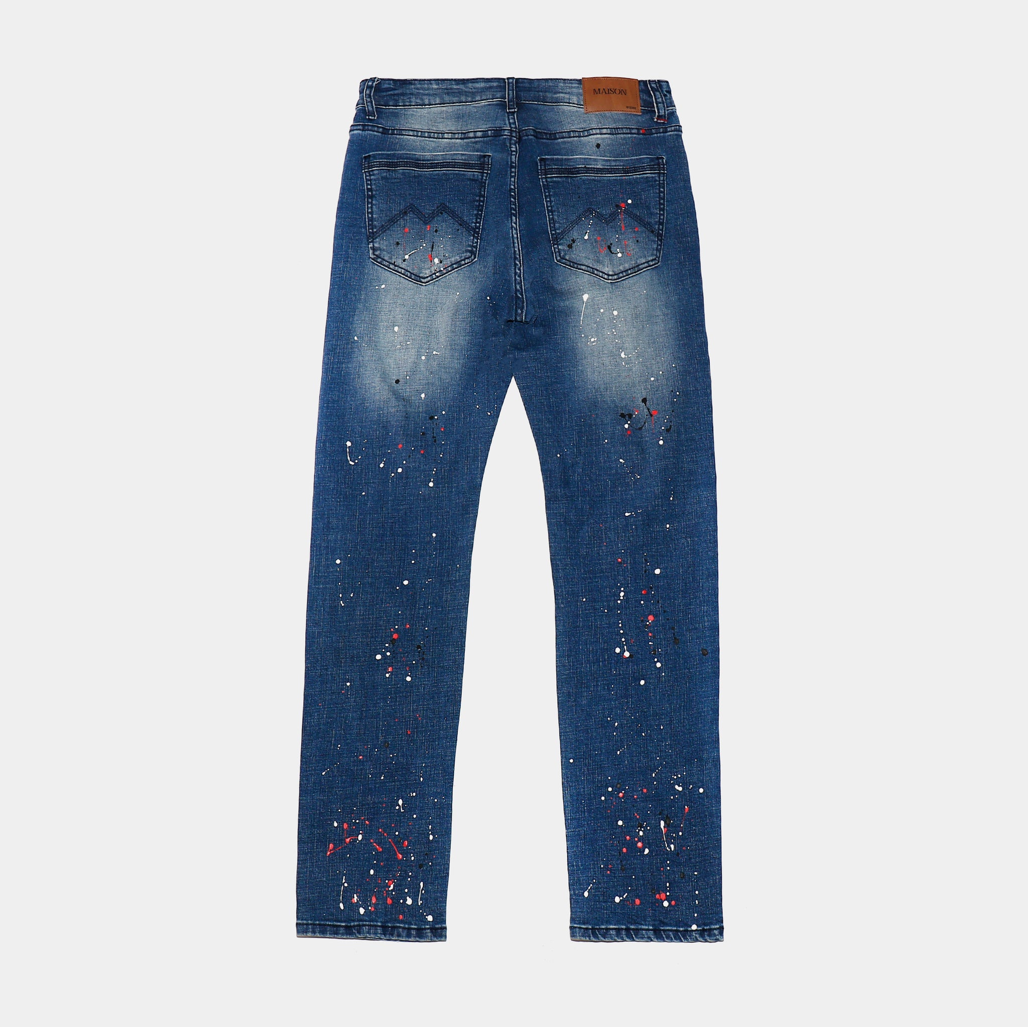 Maison Article Johnny Straight Red Splatter Denim Mens Pants