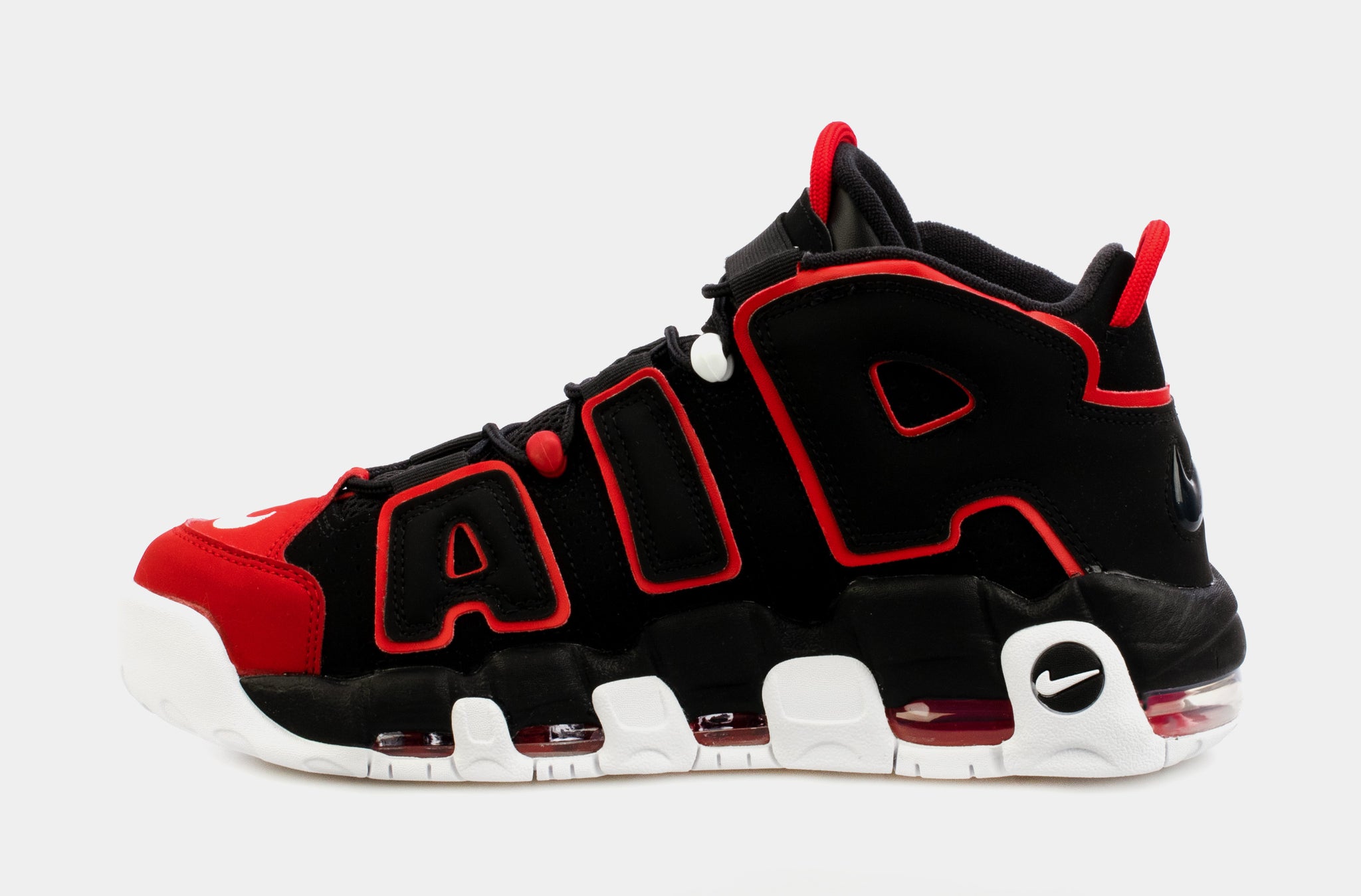 Nike Air More Uptempo Red Toe Mens Basketball Shoes Black Red