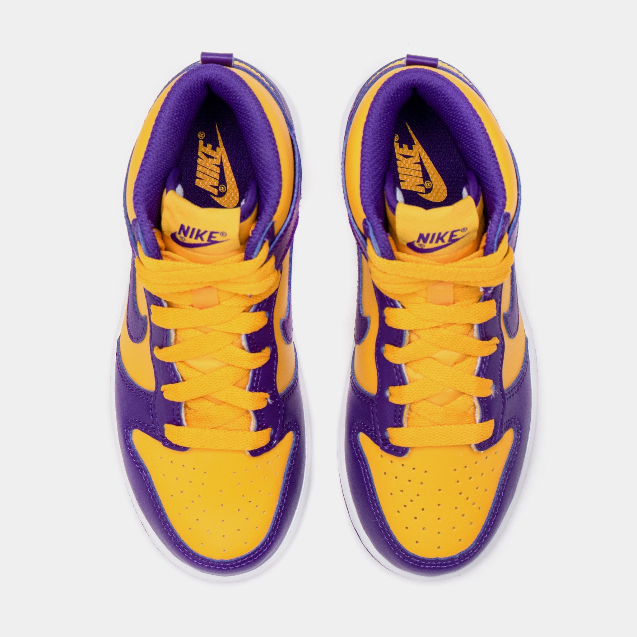 Nike Dunk High Lakers Preschool Lifestyle Shoes Purple Yellow 