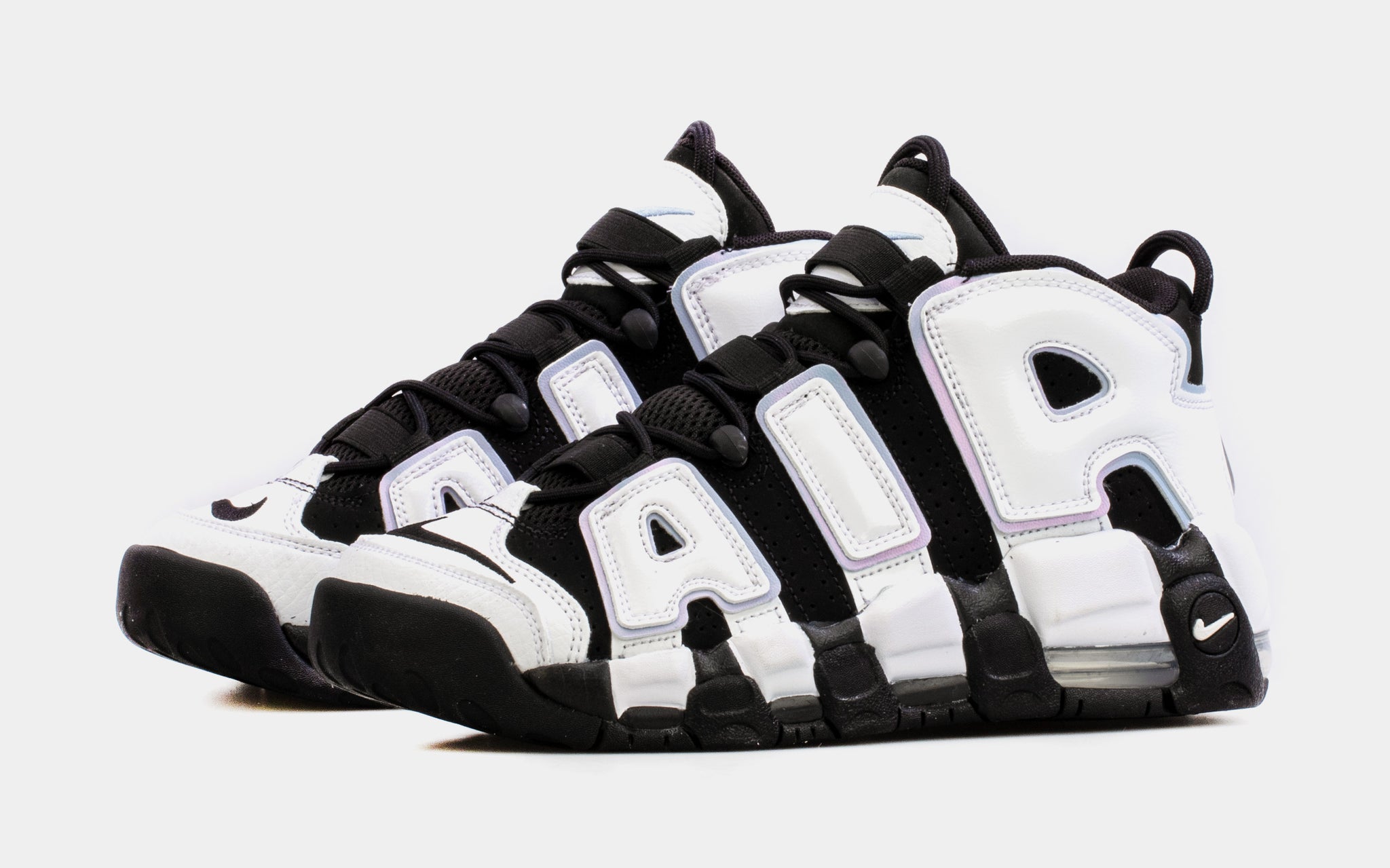 Air More Uptempo Cobalt Bliss Grade School Basketball Shoes (Black/White)