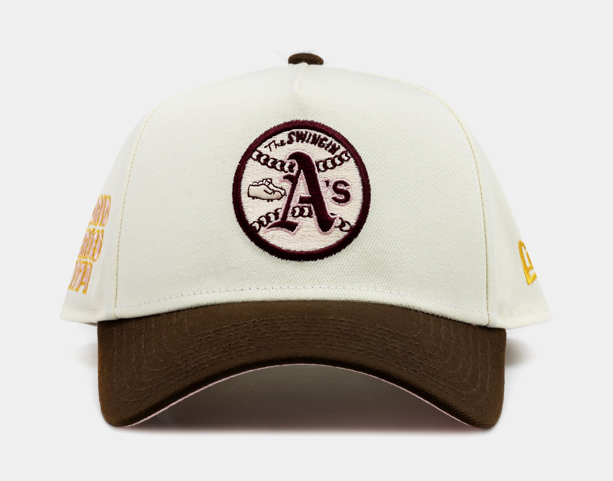 SP Exclusive Oakland A's Cherry Blossom Remastered 9Forty Snapback Mens Hat  (Beige/Brown/Pink)