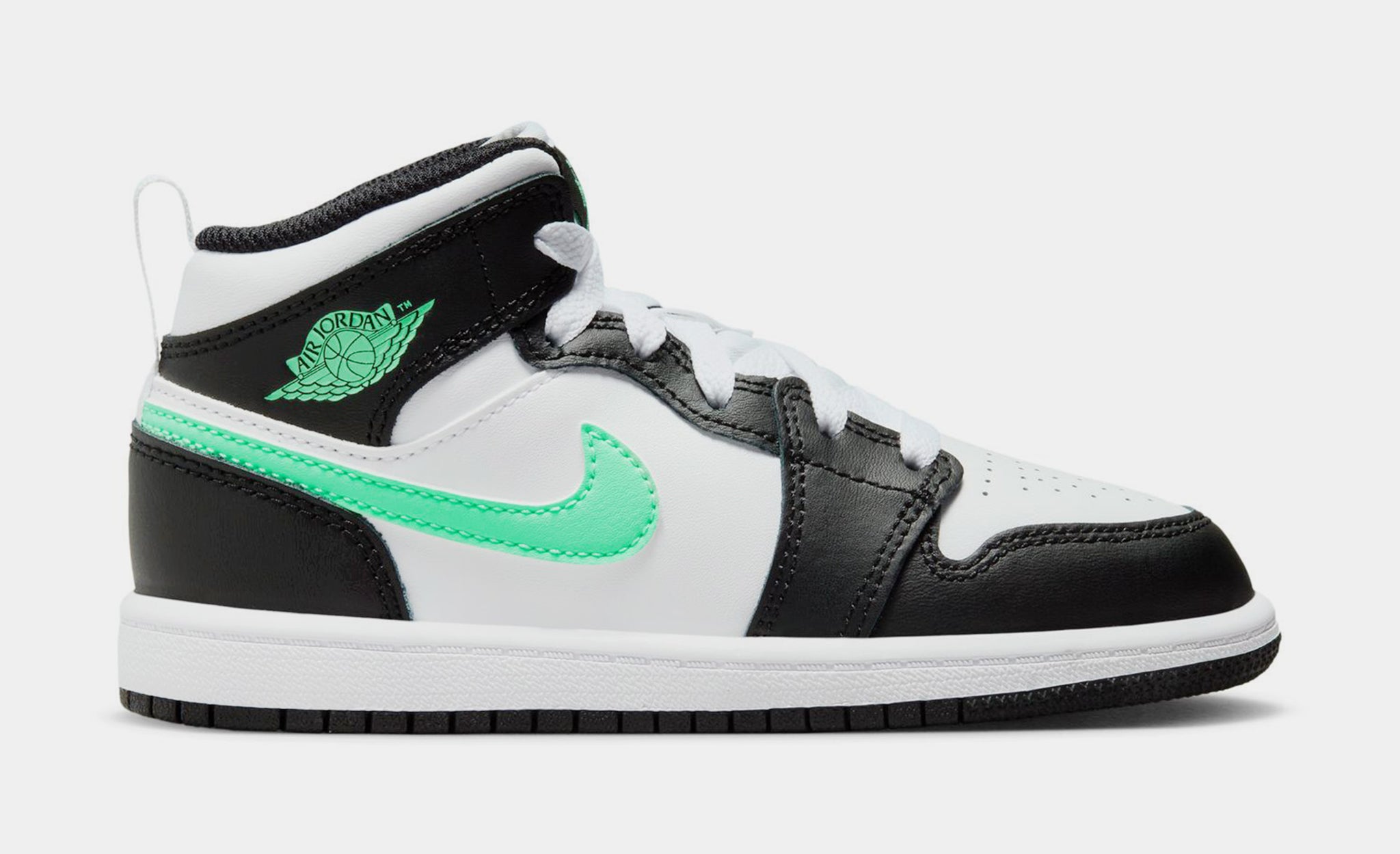 Jordan Air Jordan 1 Mid Preschool Lifestyle Shoes White Green Glow