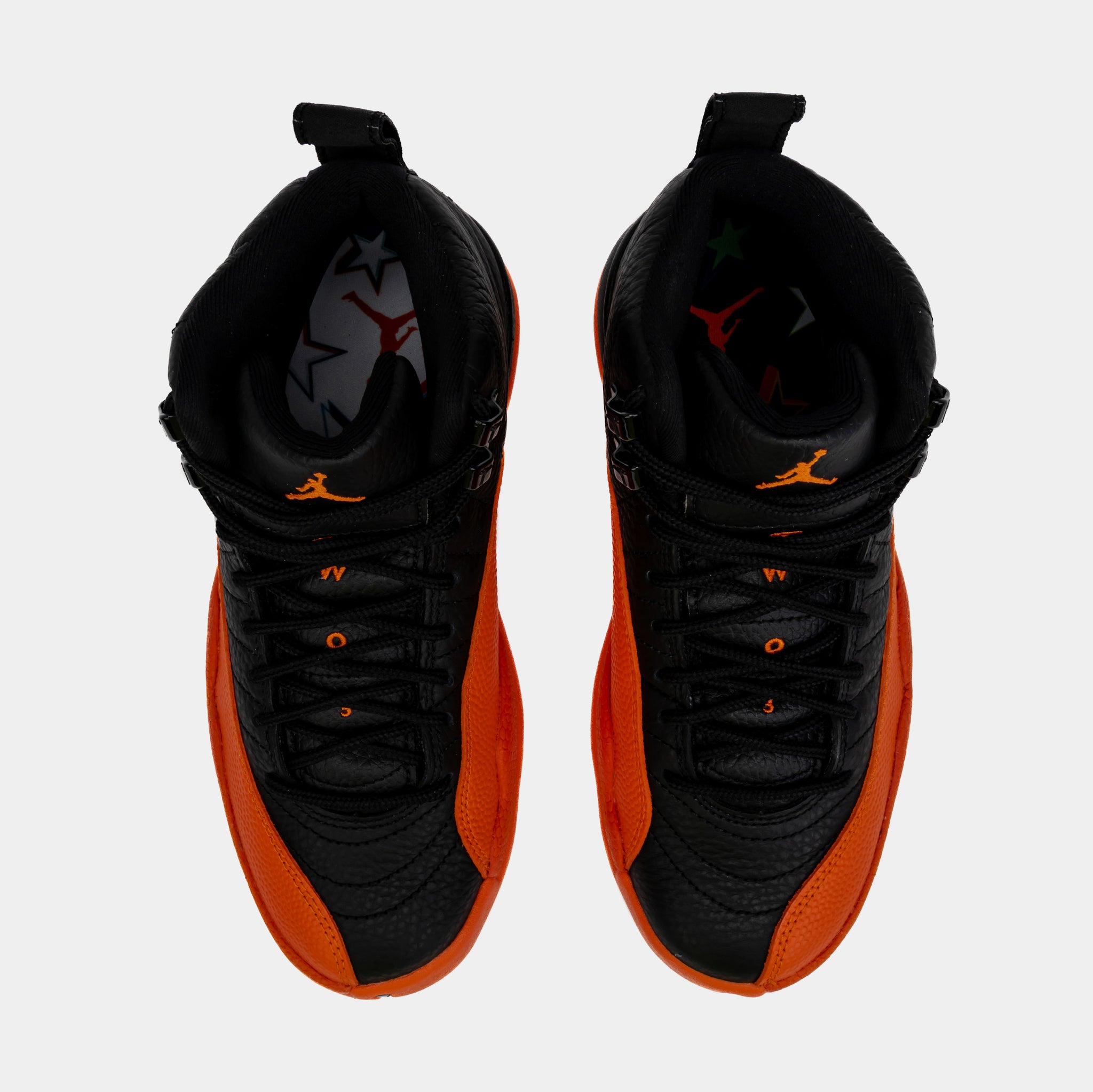 Jordan black store and orange shoes