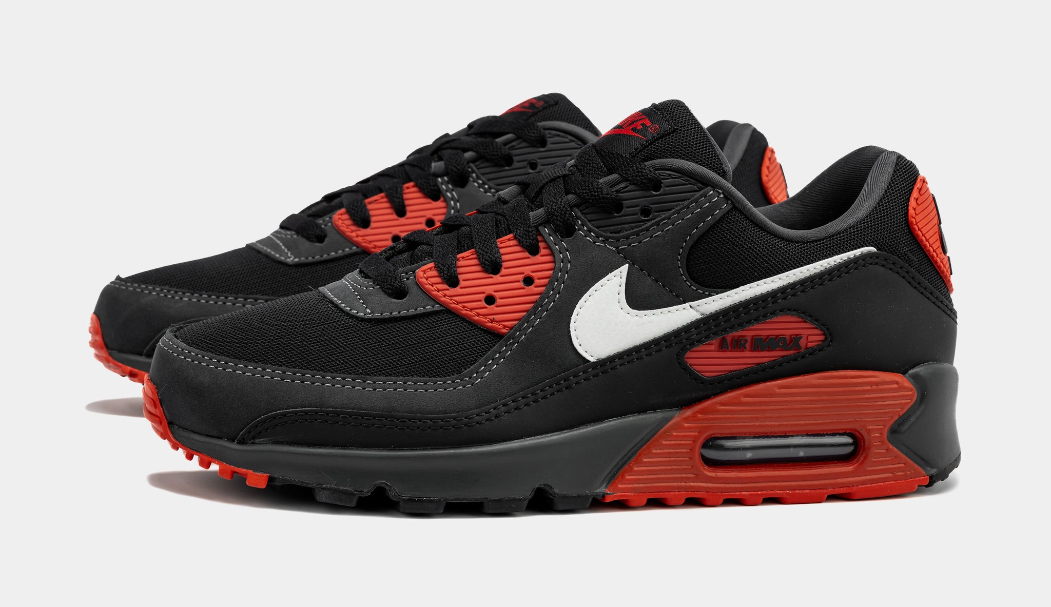 Nike air max 90 mens black and red sale