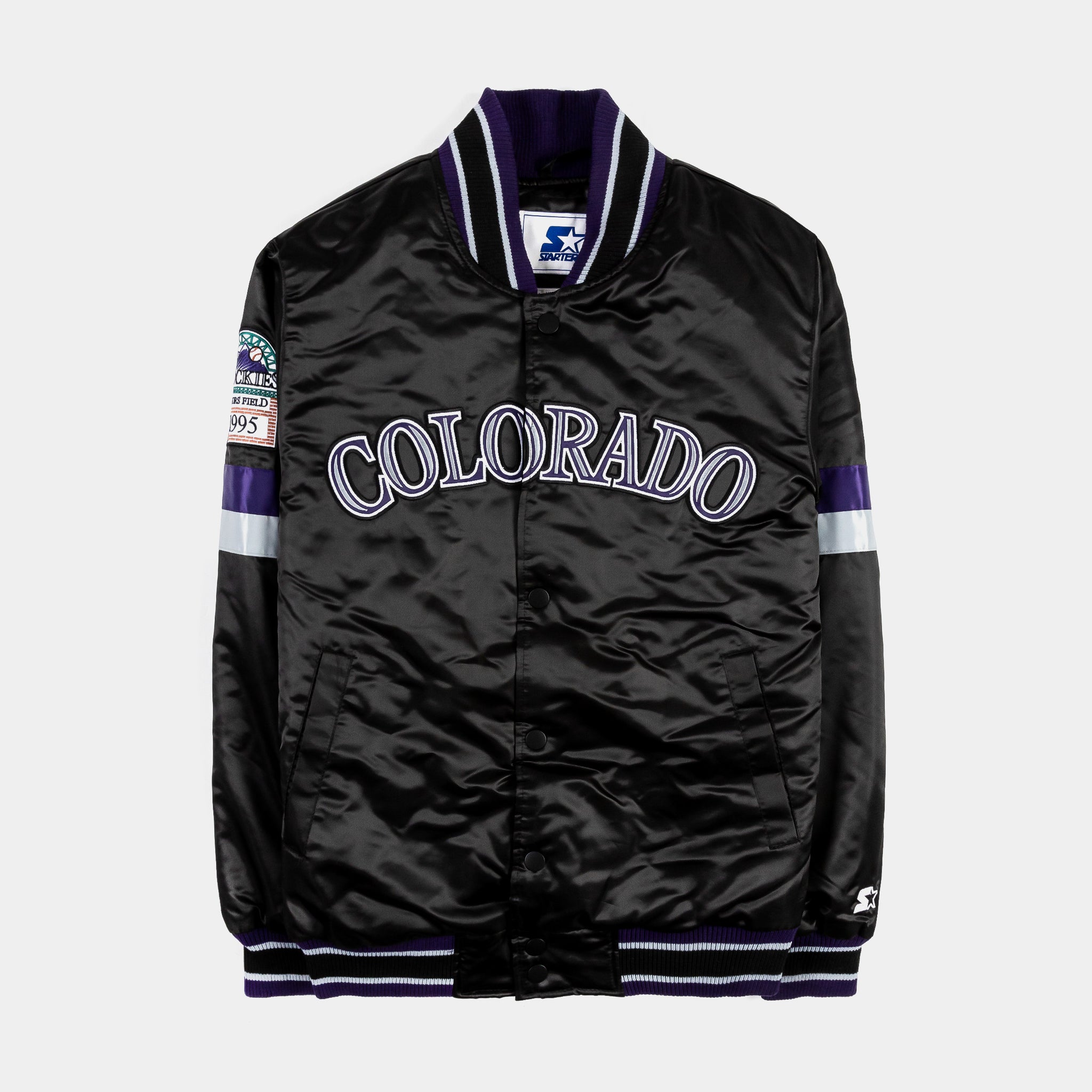 Colorado Rockies Starter The Captain II Full-Zip Varsity Jacket - Black