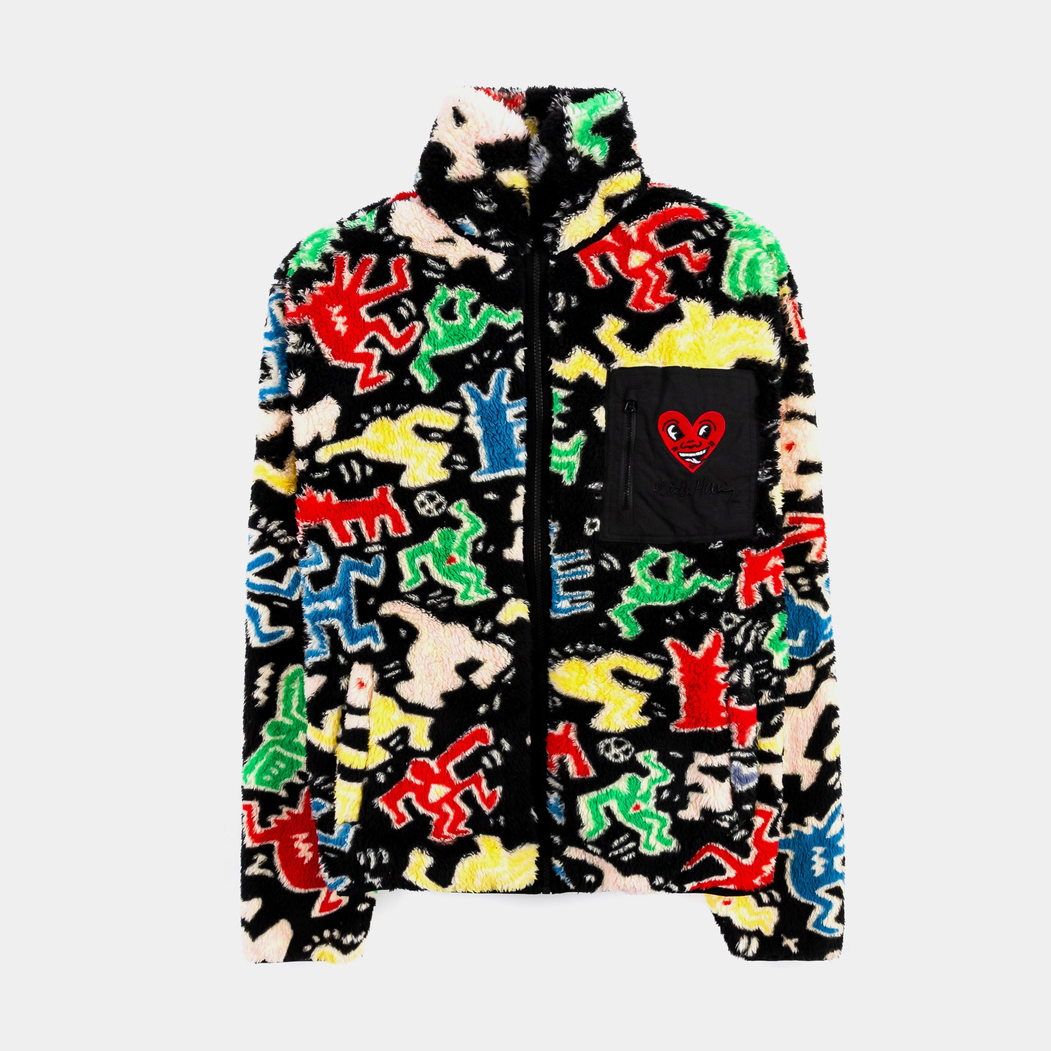 SP x Keith Haring Heart All Over Print Sherpa Mens Jacket (Multi)