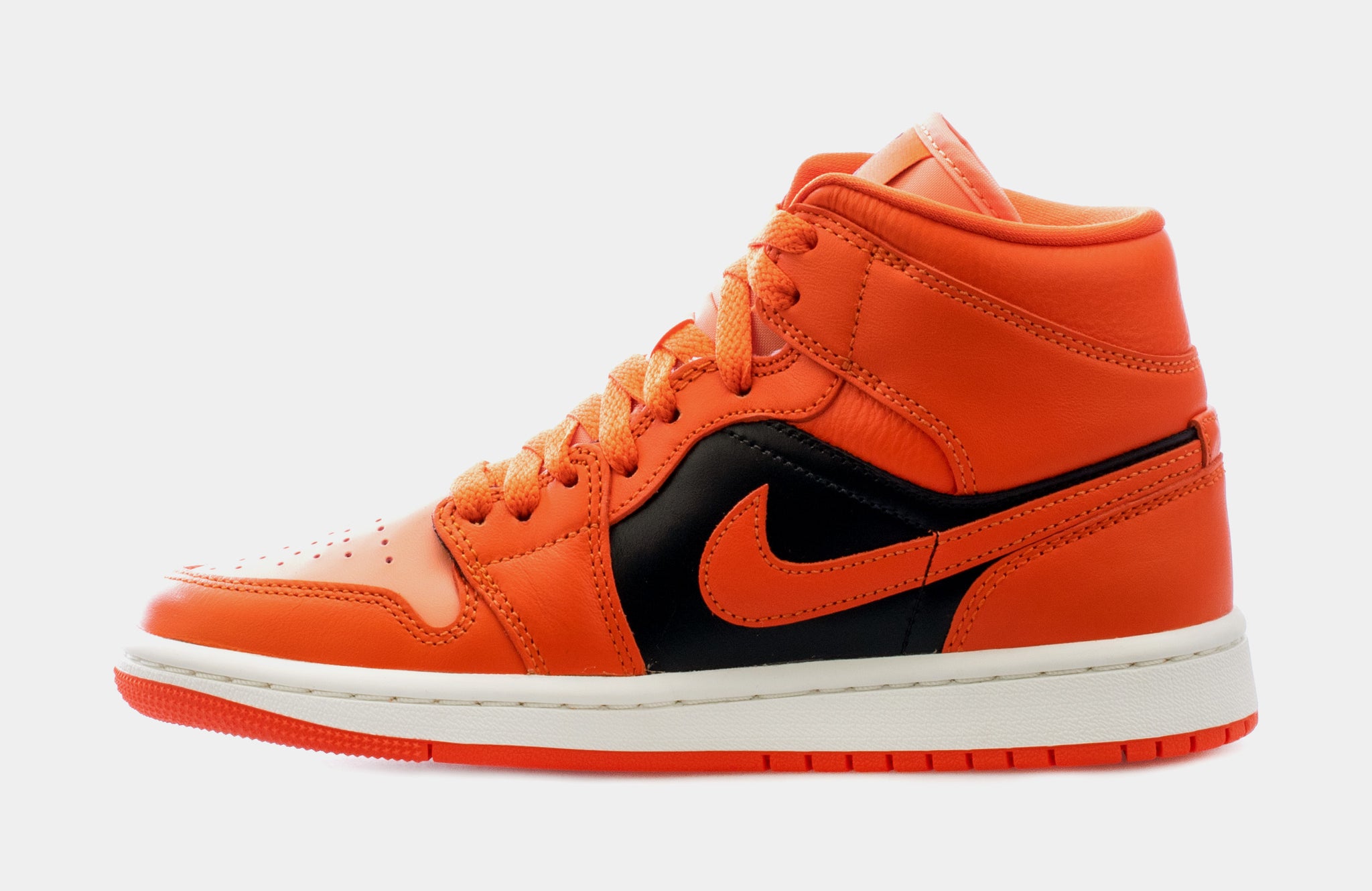 Jordan Air Jordan 1 Mid Orange Black Womens Lifestyle Shoes Orange