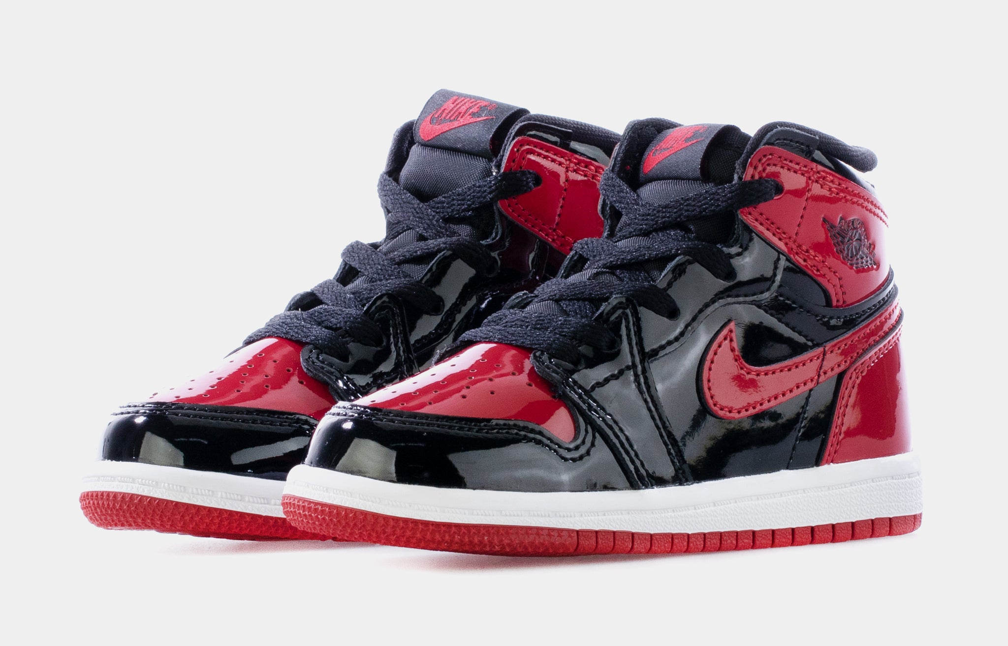 Air Jordan 1 High OG Patent Bred Infant Toddler Lifestyle Shoes  (Black/White/Varsity Red) Limit One Per Customer