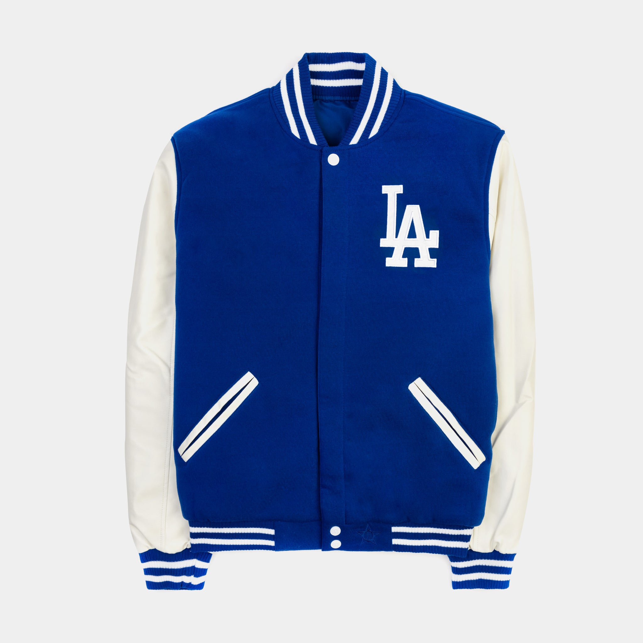 Men's Los Angeles Dodgers JH Design Royal Reversible Fleece Jacket with  Faux Leather Sleeves