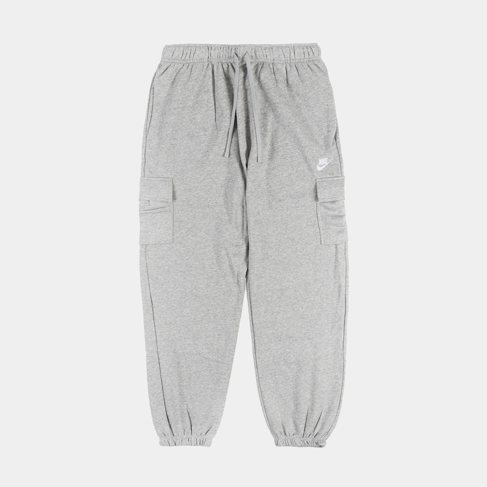 Nike Club Fleece Mid-Rise Cargo Womens Pants Gray White DQ5196-063
