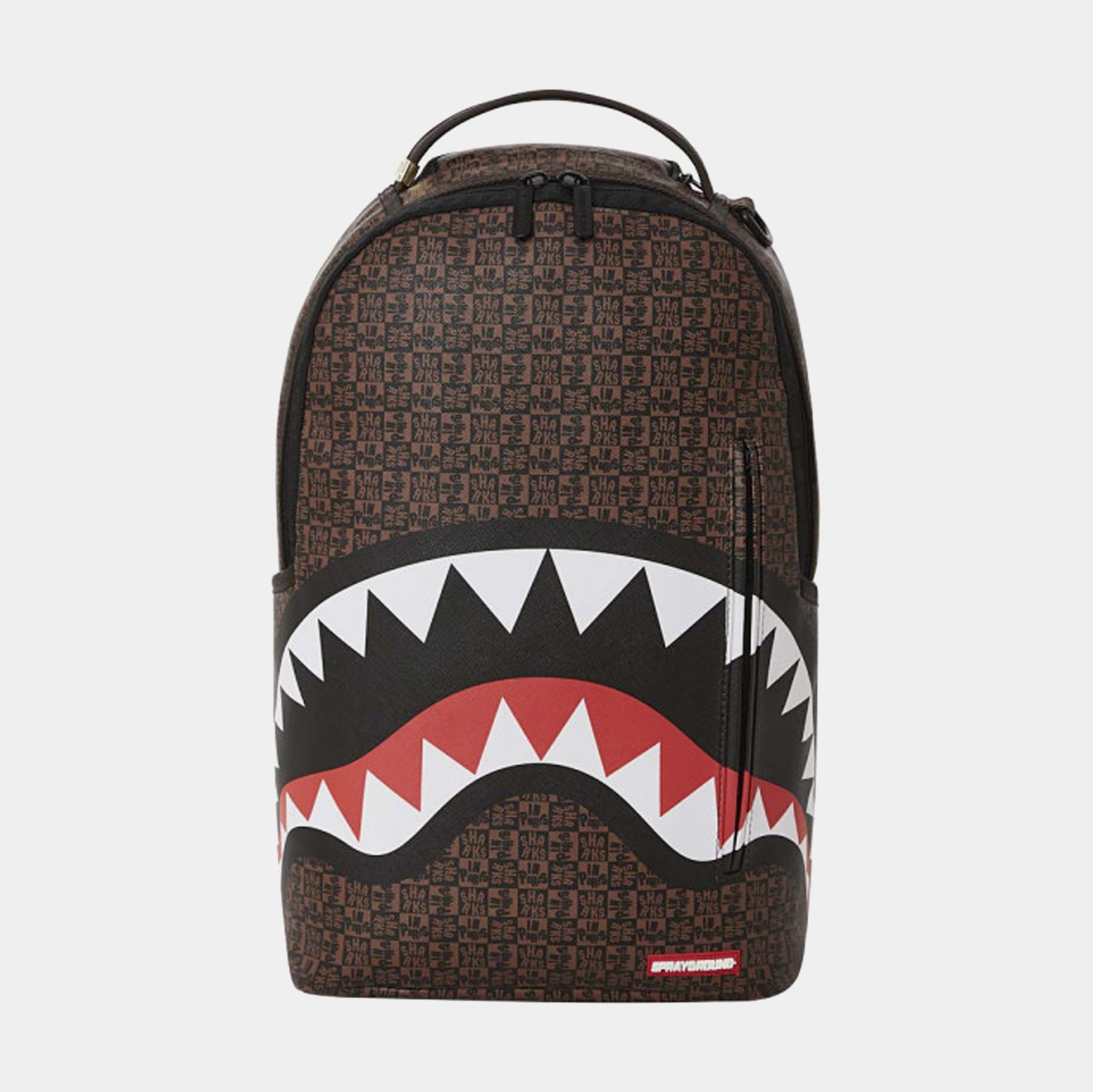 Sprayground Sharks In Paris Check Backpack in Brown for Men