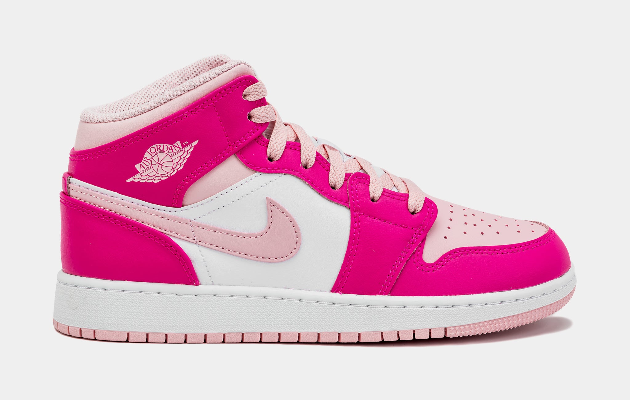Air Jordan 1 Retro Mid Medium Soft Pink Grade School Lifestyle Shoes (Pink)