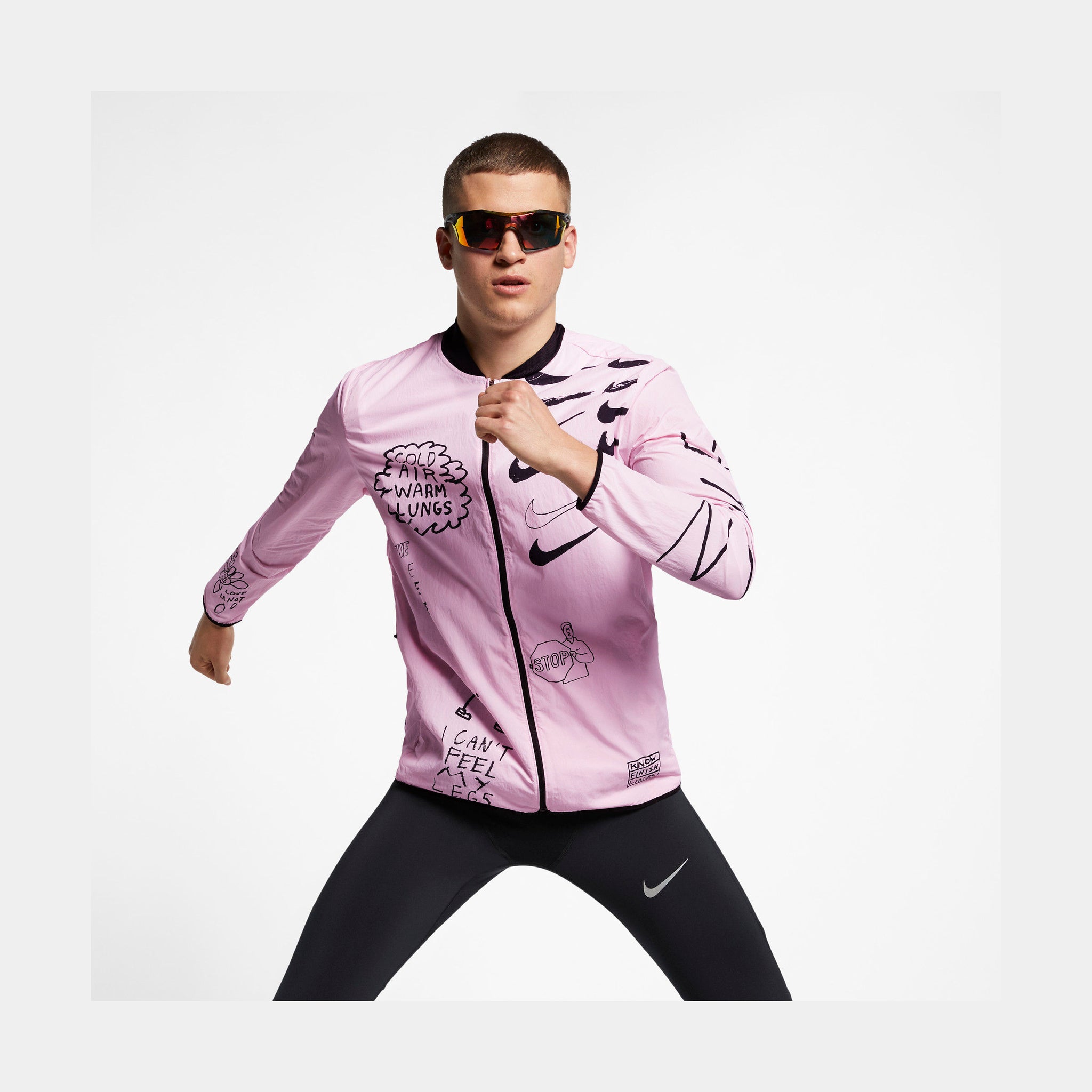 Nathan Bell Printed Running Mens Jacket Pink