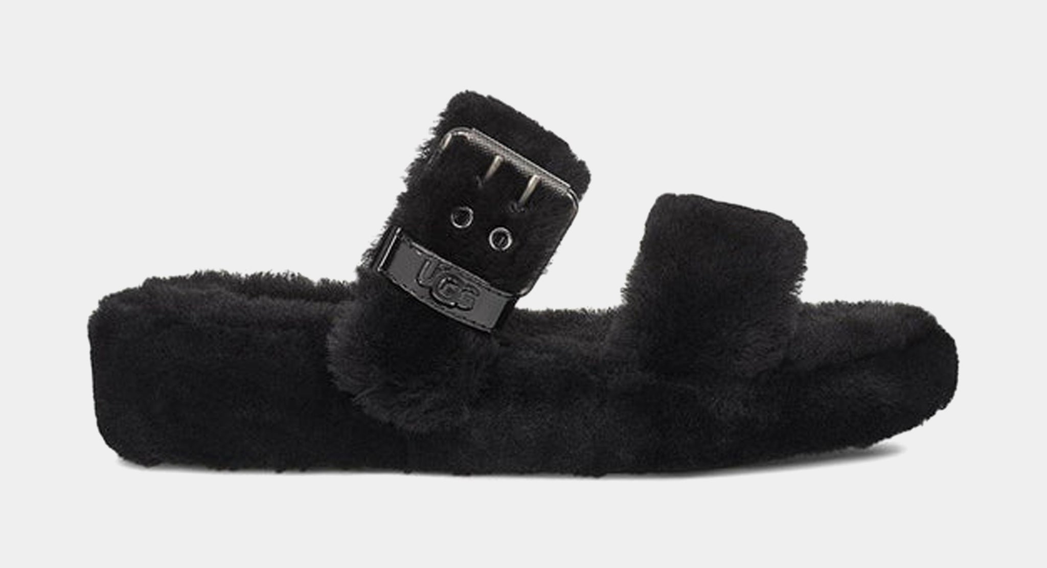 UGG Fuzz Yeah Womens Sandals Black 1104662 BLK Shoe Palace