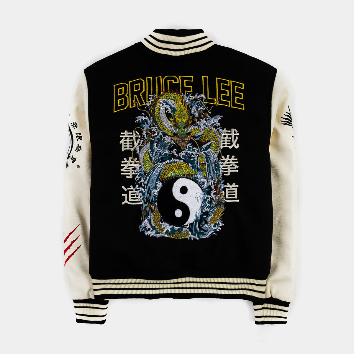 Shoe Palace Sp X Bruce Lee Varsity Mens Jacket Black Beige Blvjkt201