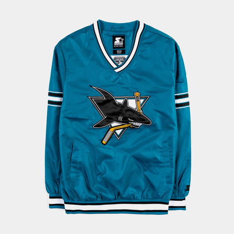 GIII/STARTER San Jose Sharks Renegade Nylon Pullover Windbreaker Mens Jacket (Teal)