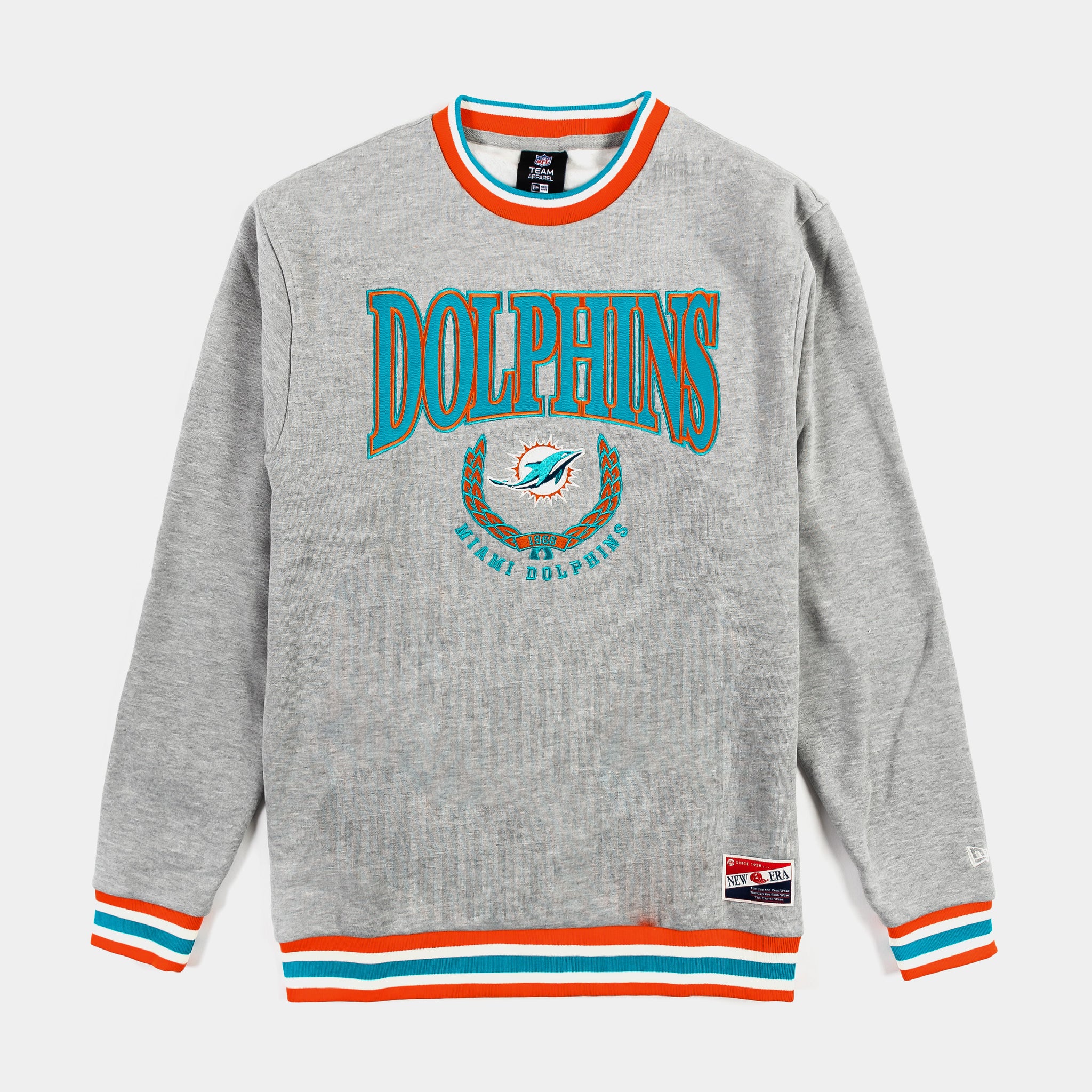 Miami Dolphins Throwback Mens Crew (Grey/Teal)