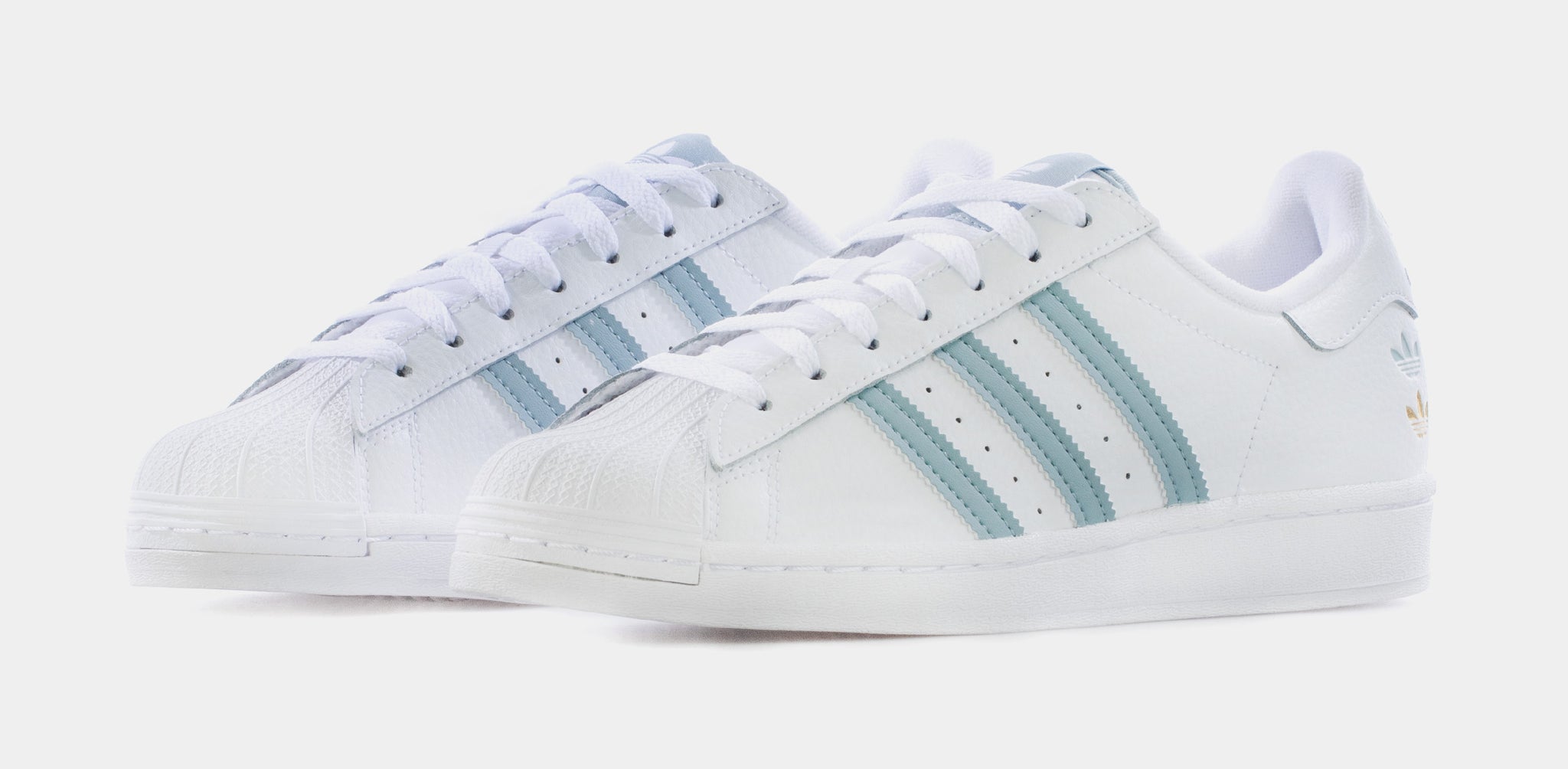 Adidas superstar womens on sale blue and white