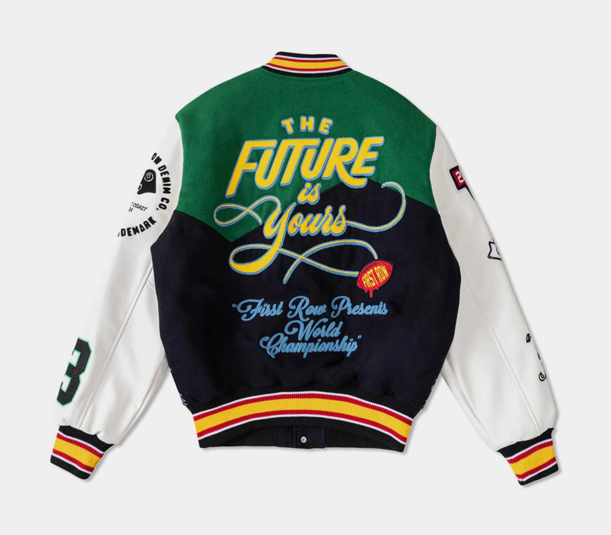 The Future Is Yours Varsity Mens Jacket Green Blue