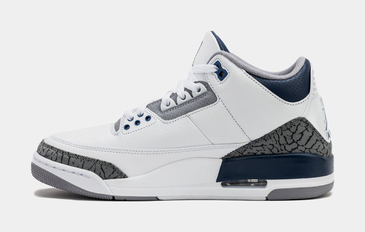 Jordan Air Jordan 3 Retro Midnight Navy Mens Lifestyle Shoes White ...