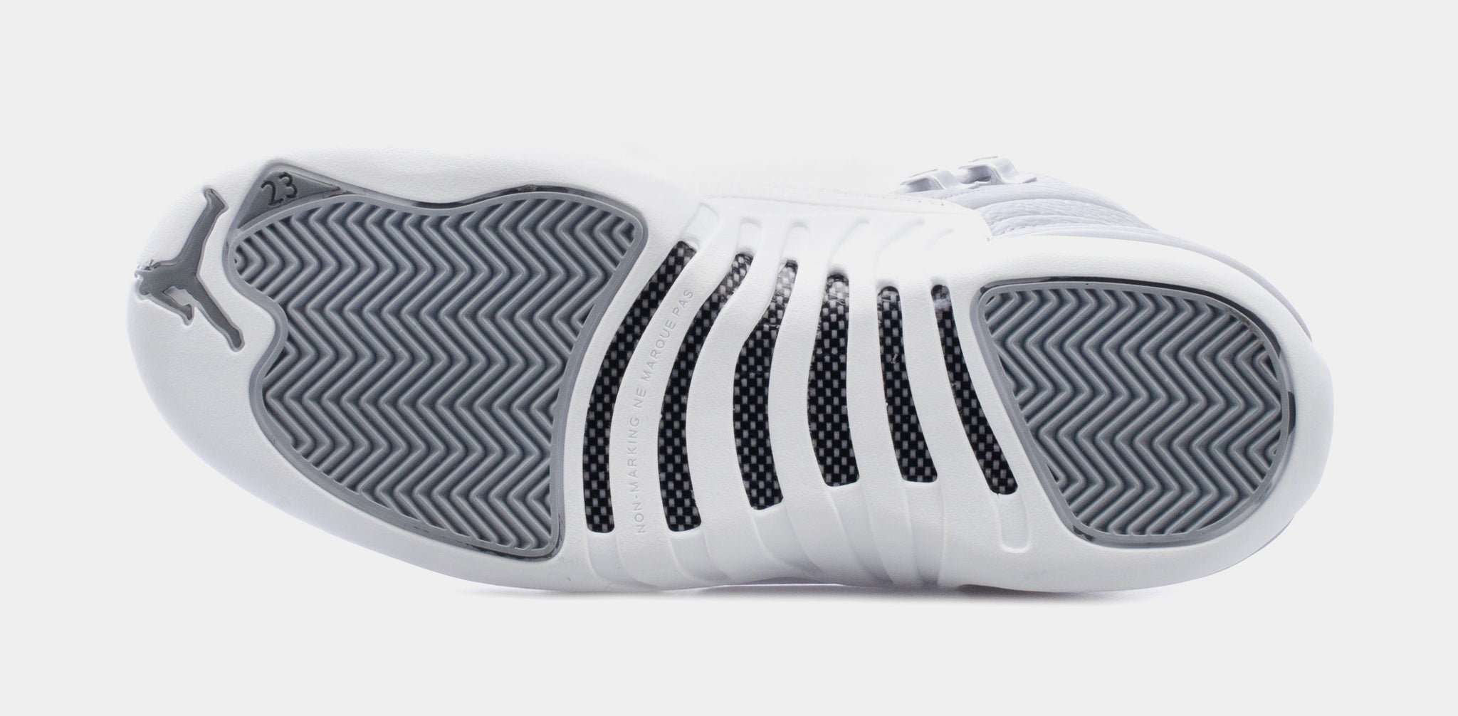 Air jordan 12 on sale white and grey