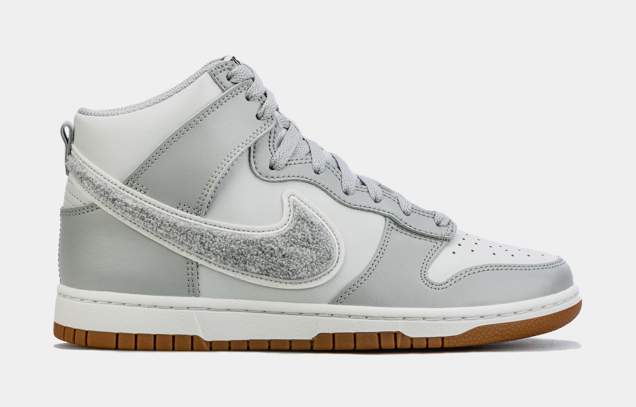 Nike Dunk High Chenille Swoosh Mens Lifestyle Shoes Grey White