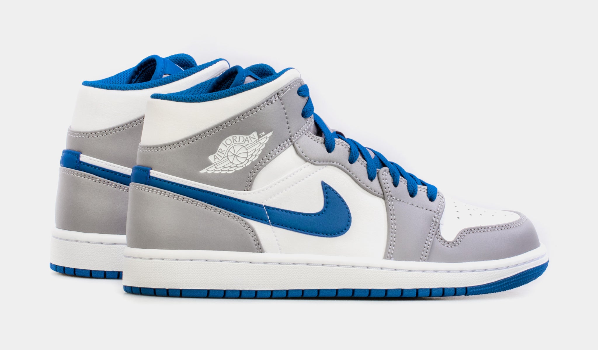 Blue and gray store jordans