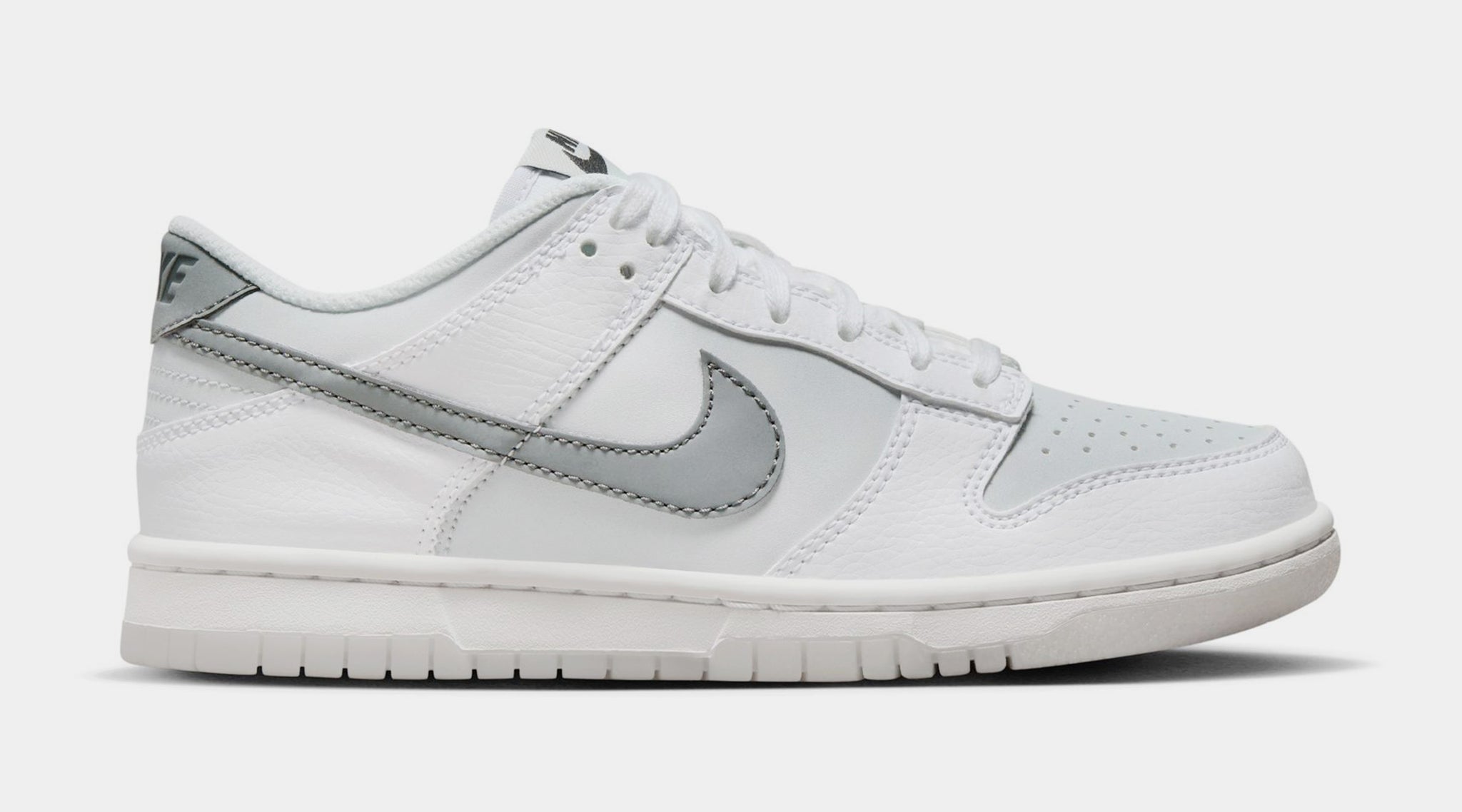Nike Dunk Low Reflective Swoosh Grade School Lifestyle Shoes White ...