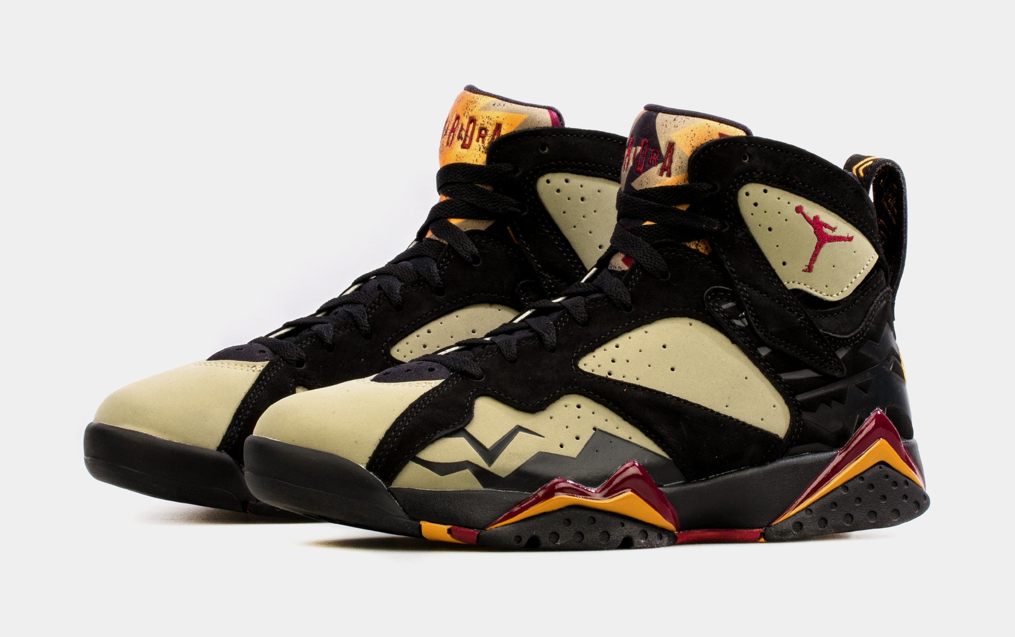 Air Jordan 7 Retro Olive Mens Lifestyle Shoes Black Cherrywood Red Free Shipping