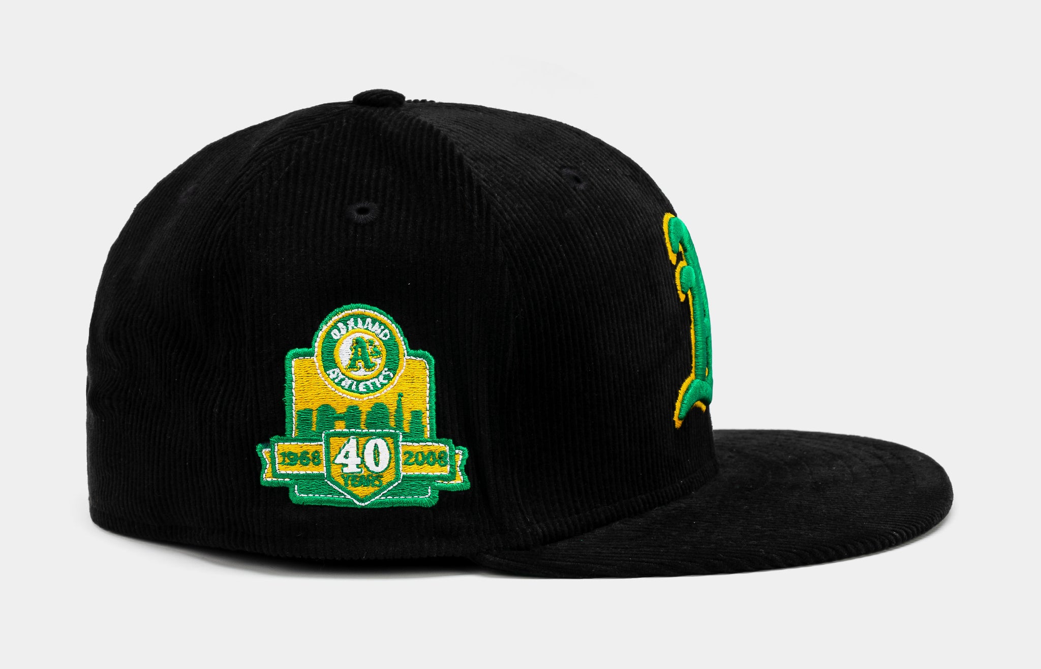 Shoe Palace Exclusive Oakland A's Everyday Corduroy 59Fifty Fitted Mens Hat  (Black/Green)