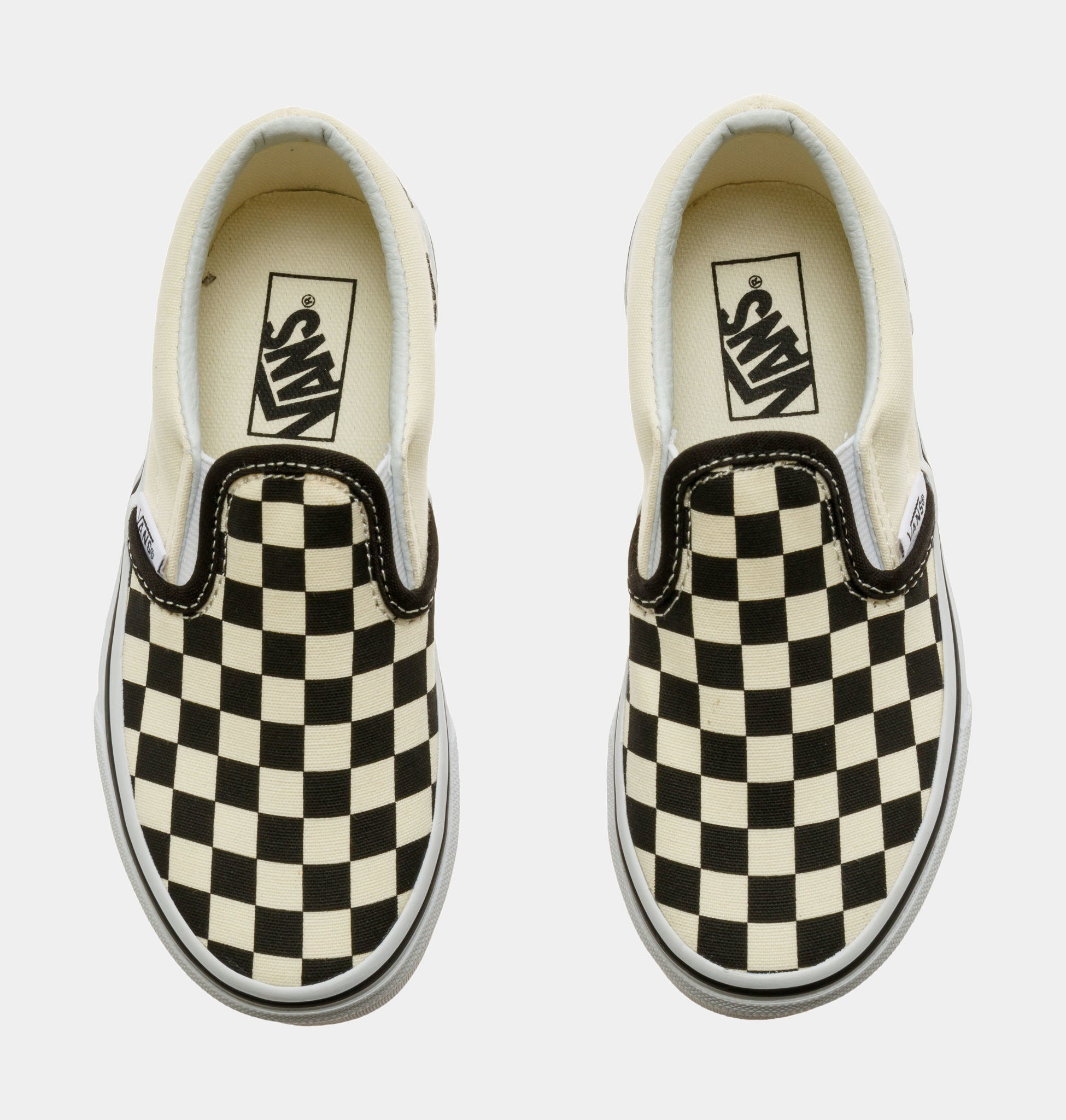 Classic Slip On Checkerboard Preschool Skateboarding Shoe Black White