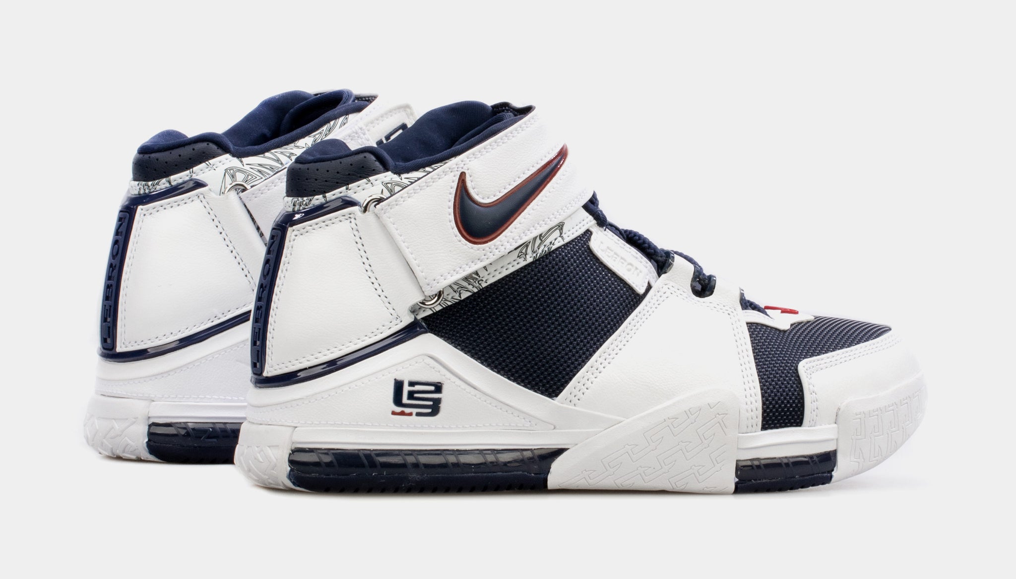 Zoom LeBron 2 Midnight Navy Mens Basketball Shoes (White/Blue)