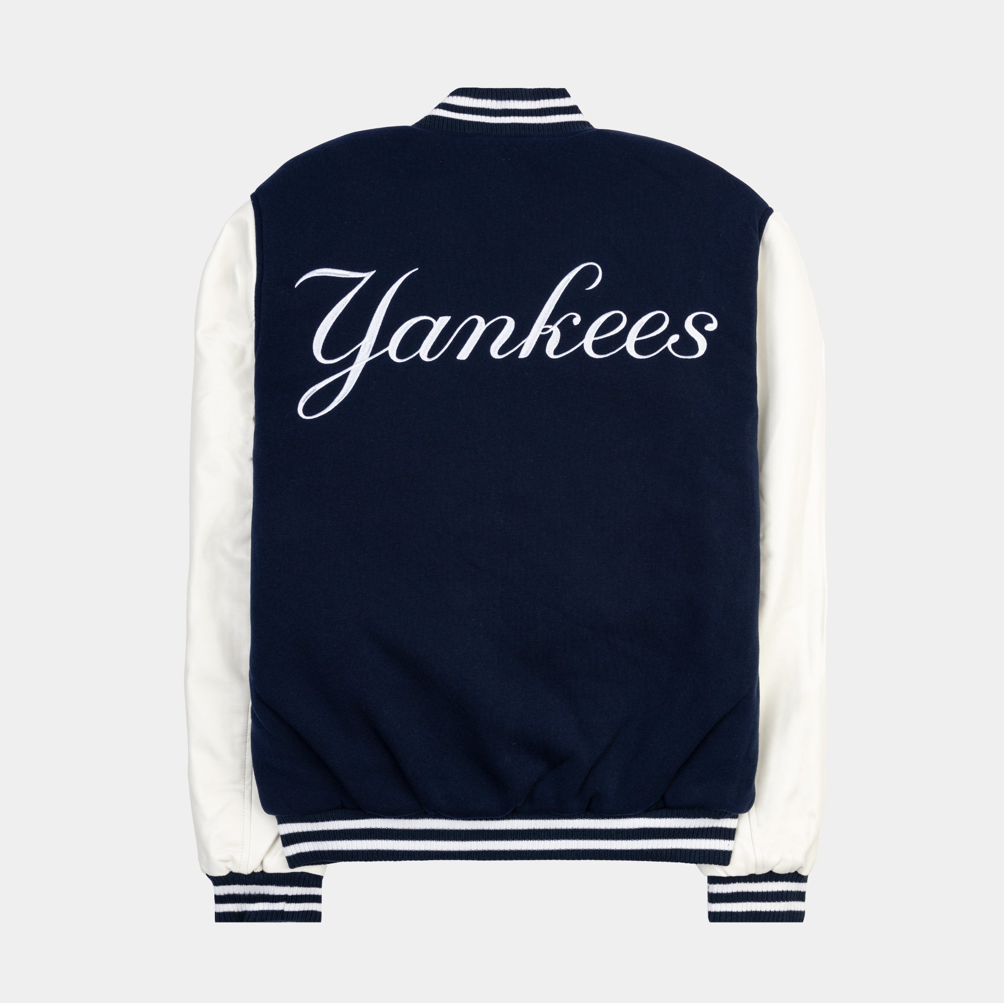 New York Yankees Reversible Letterman Mens Jacket (Blue/Grey)