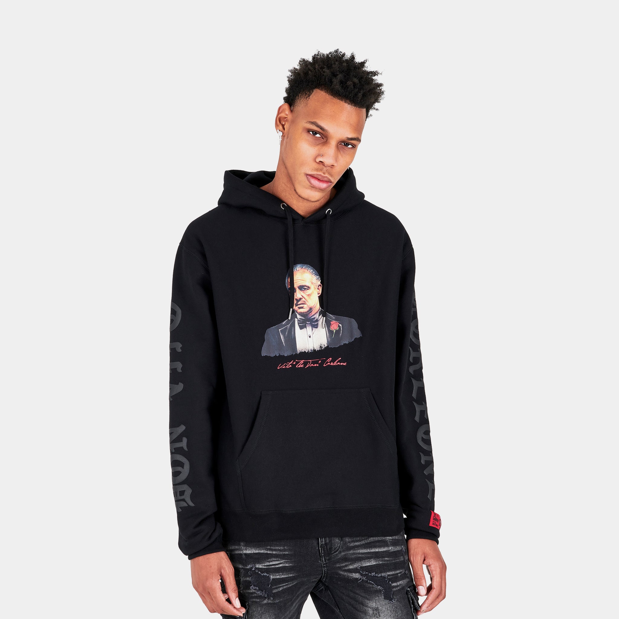 SP x The Godfather Don V Painting Hoodie Mens Hoodie Black GFHDY09