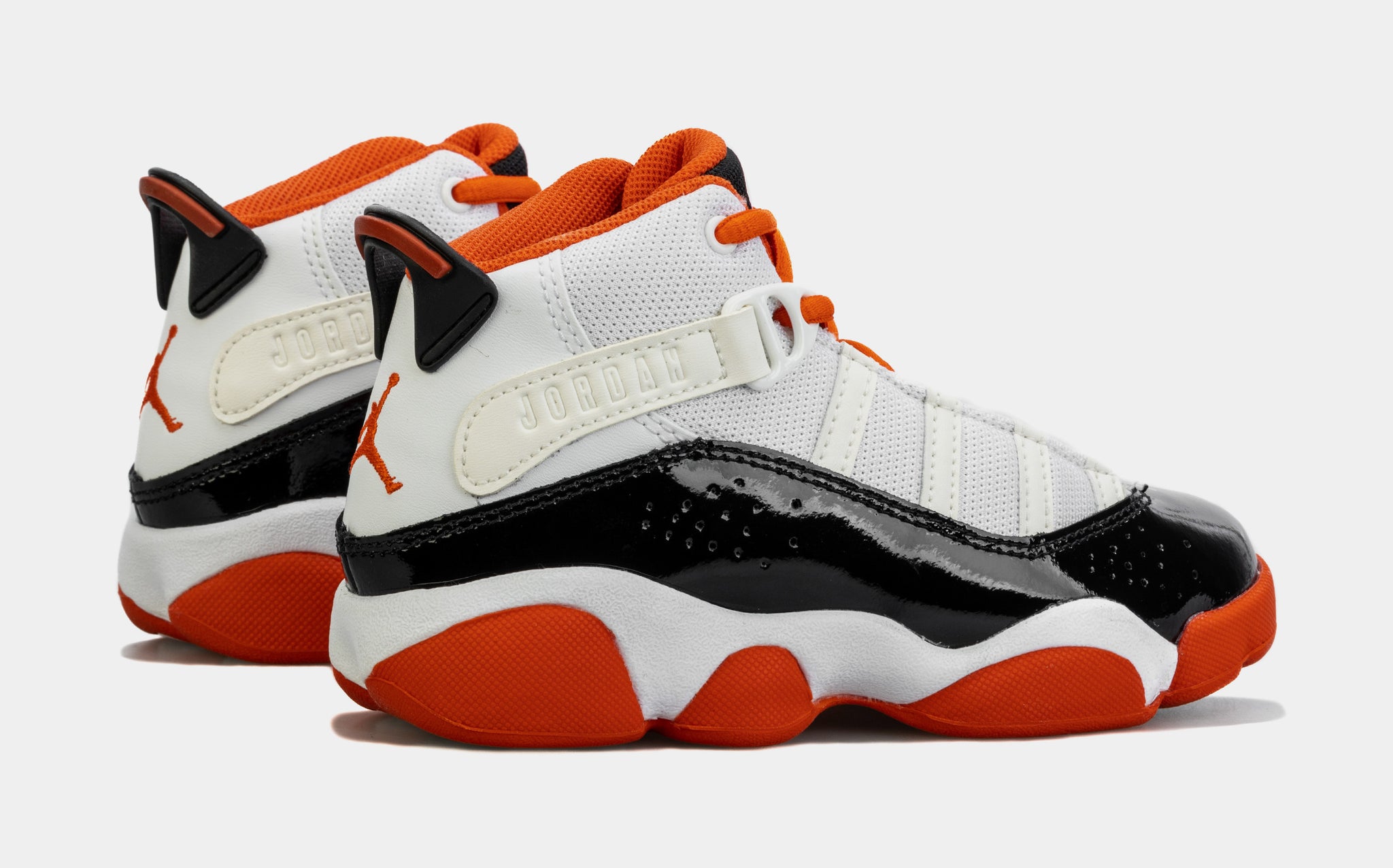 Orange black and deals white basketball shoes