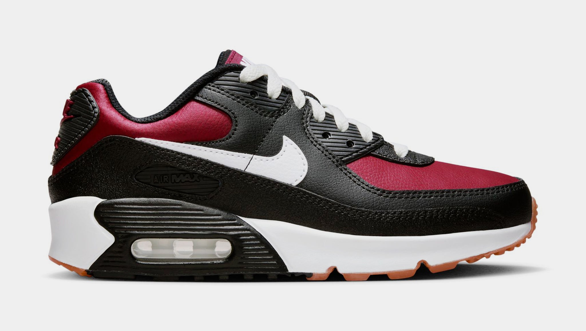 Air Max 90 LTR Grade School Lifestyle Shoes (Black/Team Red/Gum Light  Brown/White)