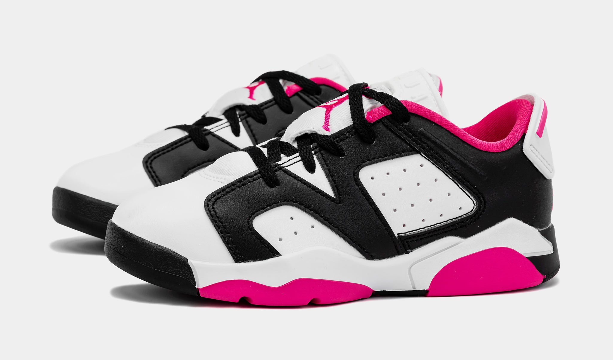 Jordan 6 Retro Low Little Kids Shoes Black White Fierce Pink