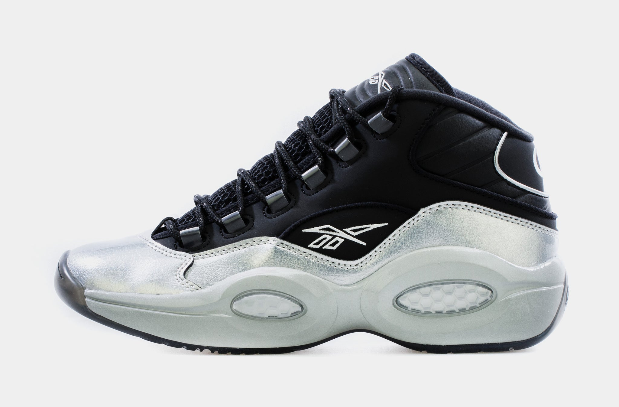 Reebok Question Mid i3 Motorsports Men's Shoes, Black/Silver, Size: 8